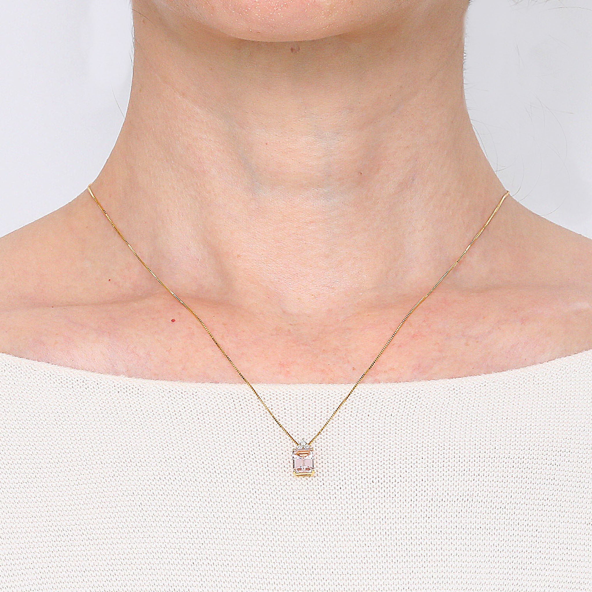 【限定3点】モルガナイト/ダイヤモンド K18ネックレス(1.2カラット/ステップカット/4月誕生石)《26A01605》