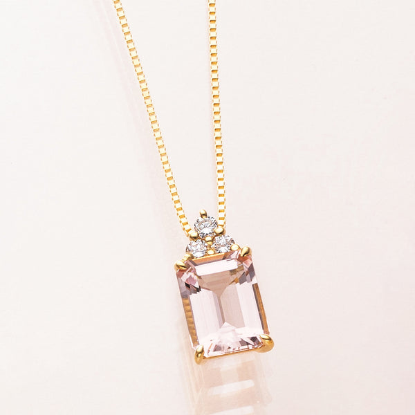 限定3点】モルガナイト/ダイヤモンド K18ネックレス(1.2カラット