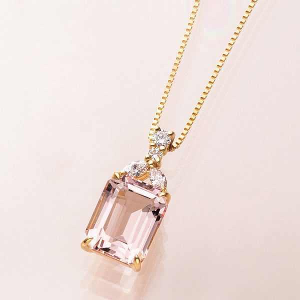 限定1点】モルガナイト/ダイヤモンド K18ネックレス(2.09カラット