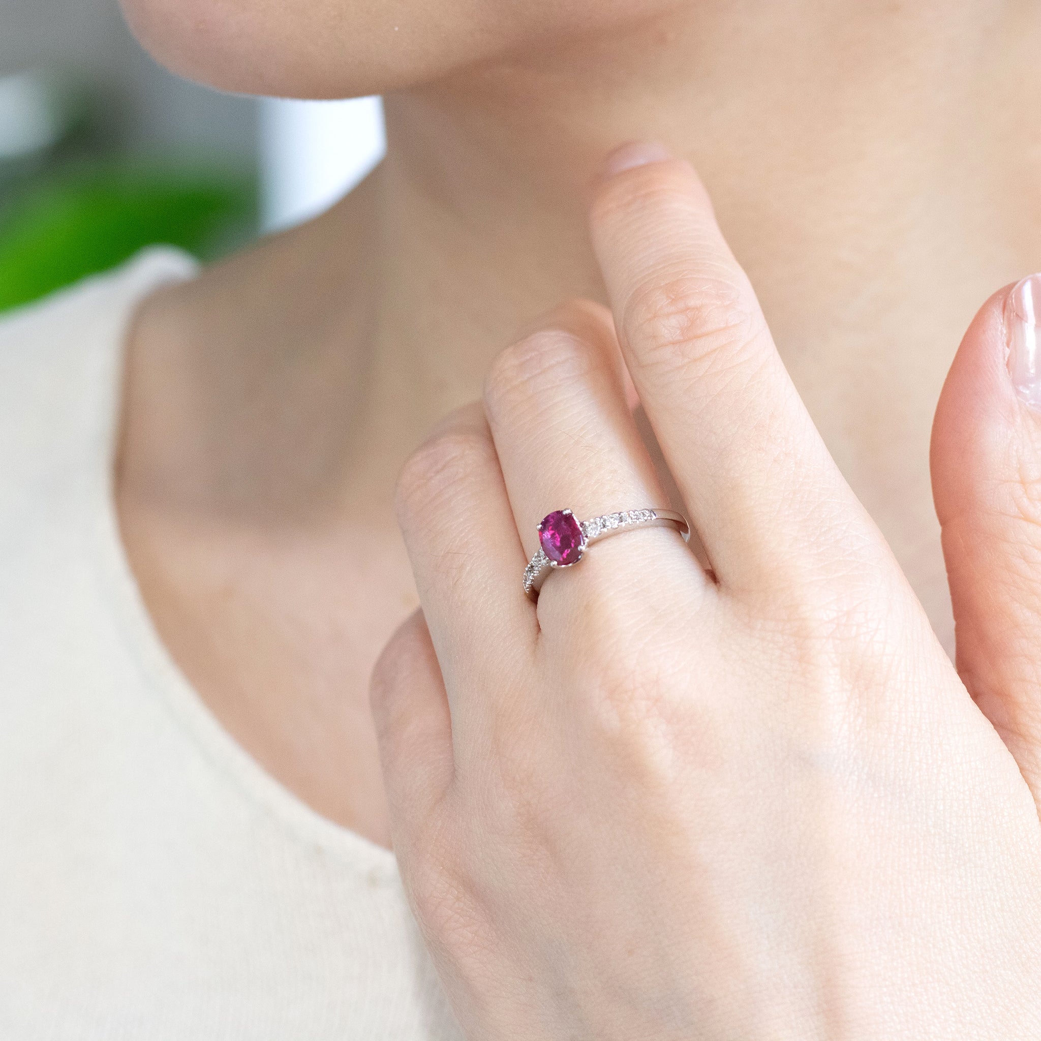 ルビー/ダイヤモンド プラチナリング(7月誕生石)《26A01801》