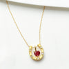 ルビー/ダイヤモンド K18ネックレス(馬蹄モチーフ3Way/7月誕生石)《26A01906》