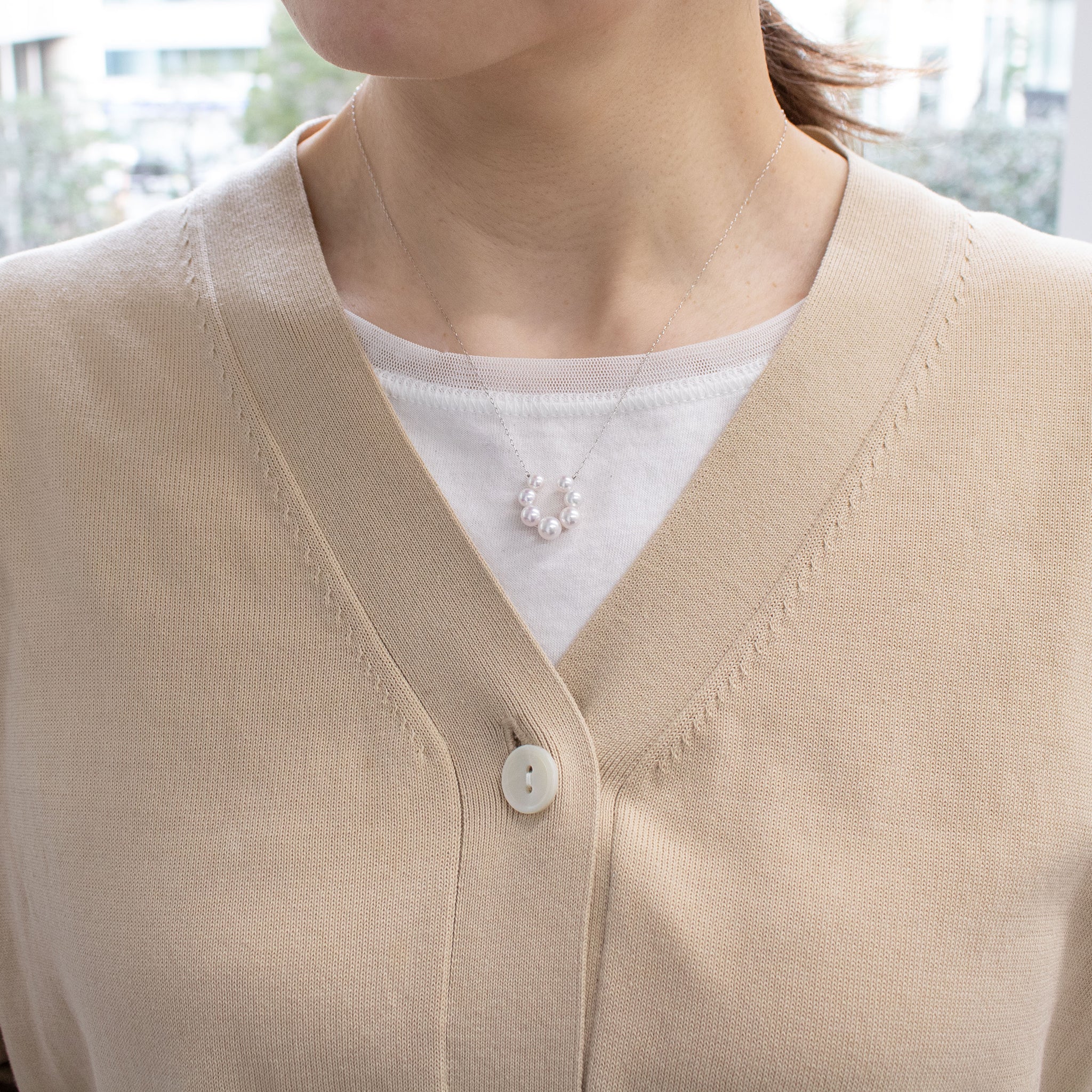 パール プラチナネックレス(アコヤ真珠/馬蹄モチーフ/6月誕生石)《26A01907》