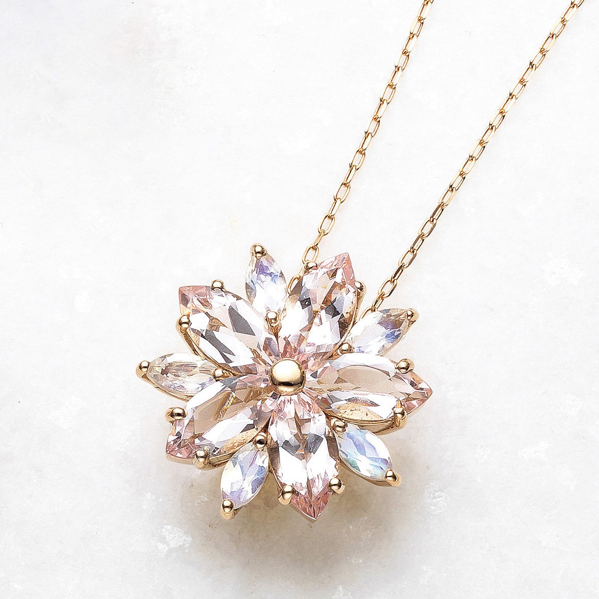 モルガナイト/アンデシンラブラドライト K18ネックレス(4月誕生石)《26A02003》