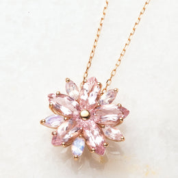 モルガナイト/アンデシンラブラドライト K18ネックレス(4月誕生石)《26A02003》