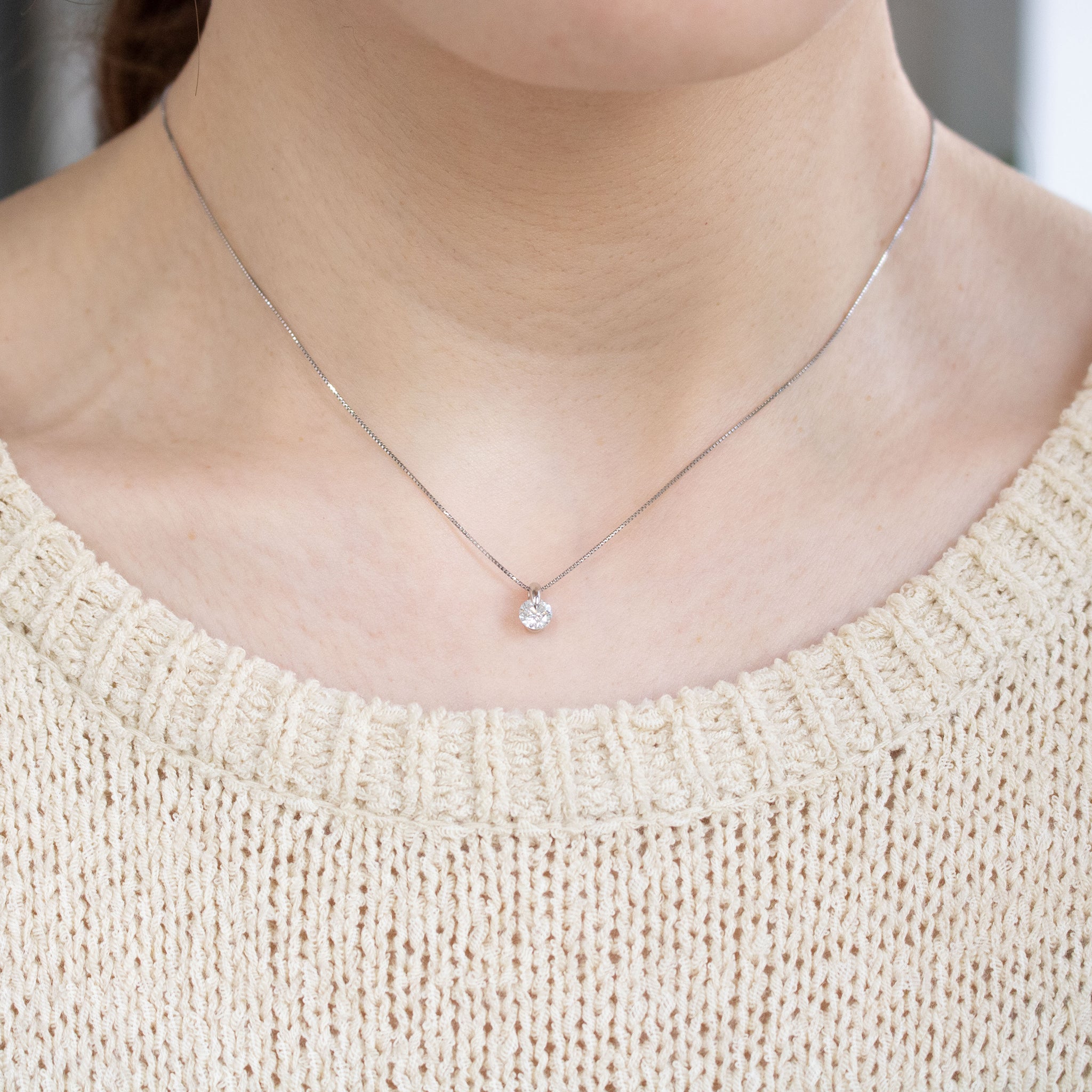 ダイヤモンド プラチナネックレス(0.4カラット/Hカラー/I1/GOOD/4月誕生石/グレーディングレポート付)《26A02103》