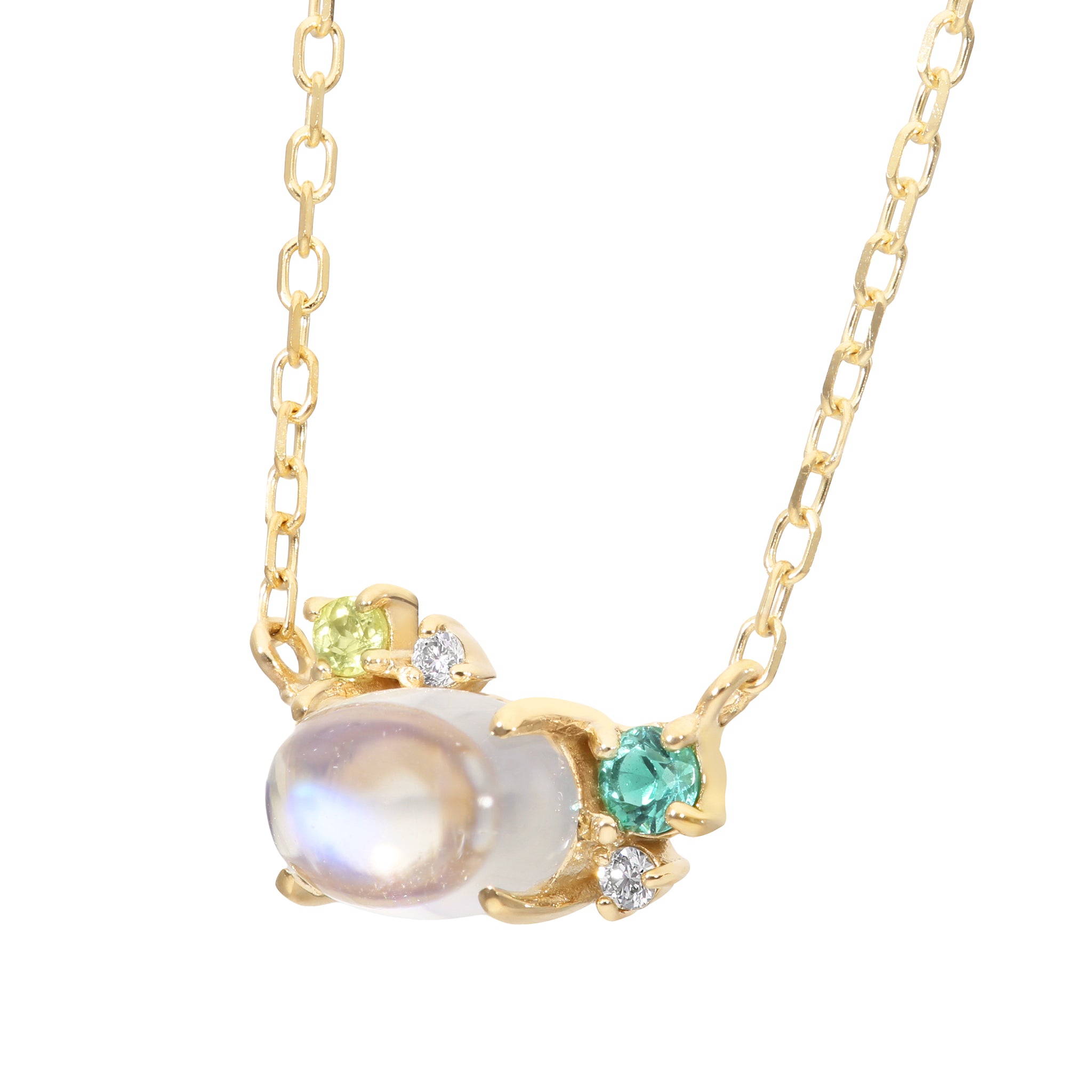 アンデシンラブラドライト/エメラルド K10ネックレス《26A02201》