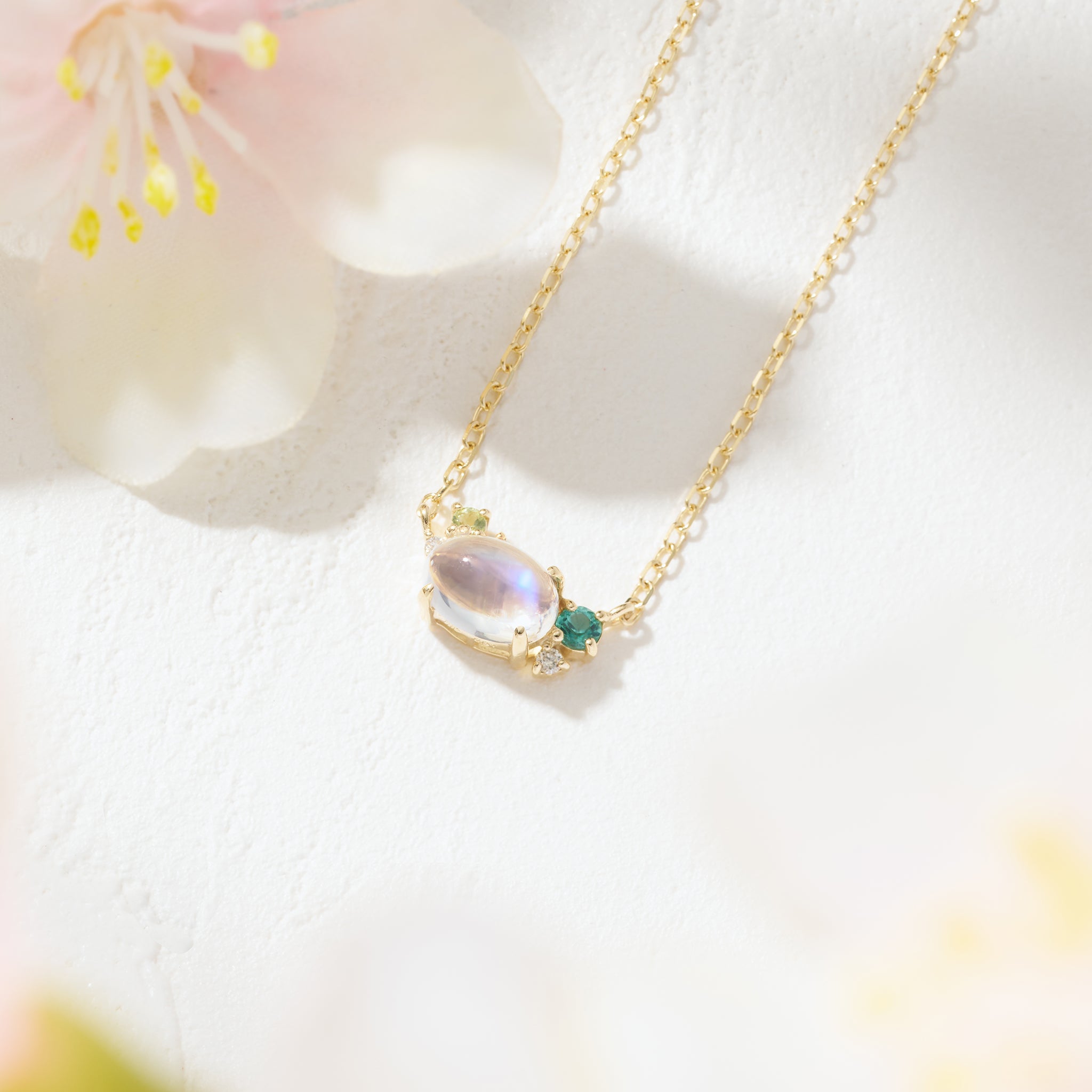 アンデシンラブラドライト/エメラルド K10ネックレス《26A02201》