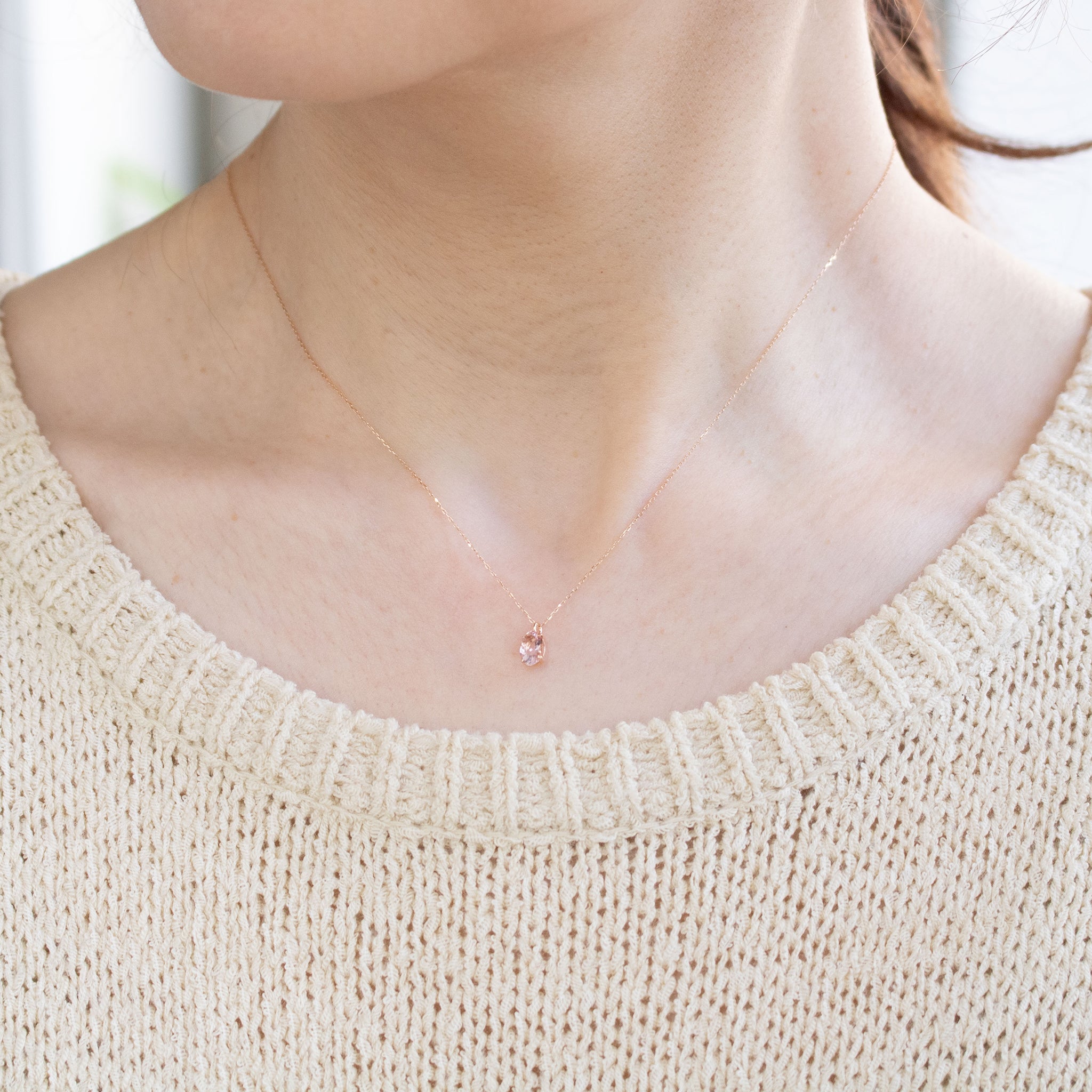 モルガナイト K18ネックレス(4月誕生石)《26A02205》