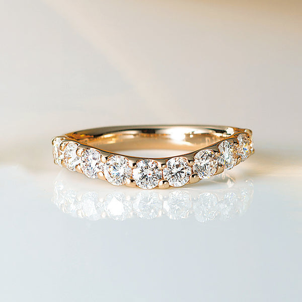 ダイヤモンド K18リング(計1.0カラット/ハーフエタニティ/ソフトV
