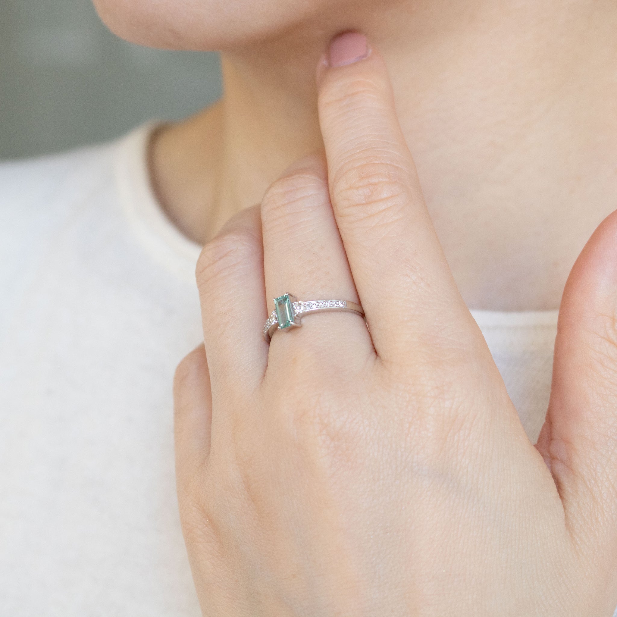 トルマリン/ダイヤモンド プラチナリング《26A02706》