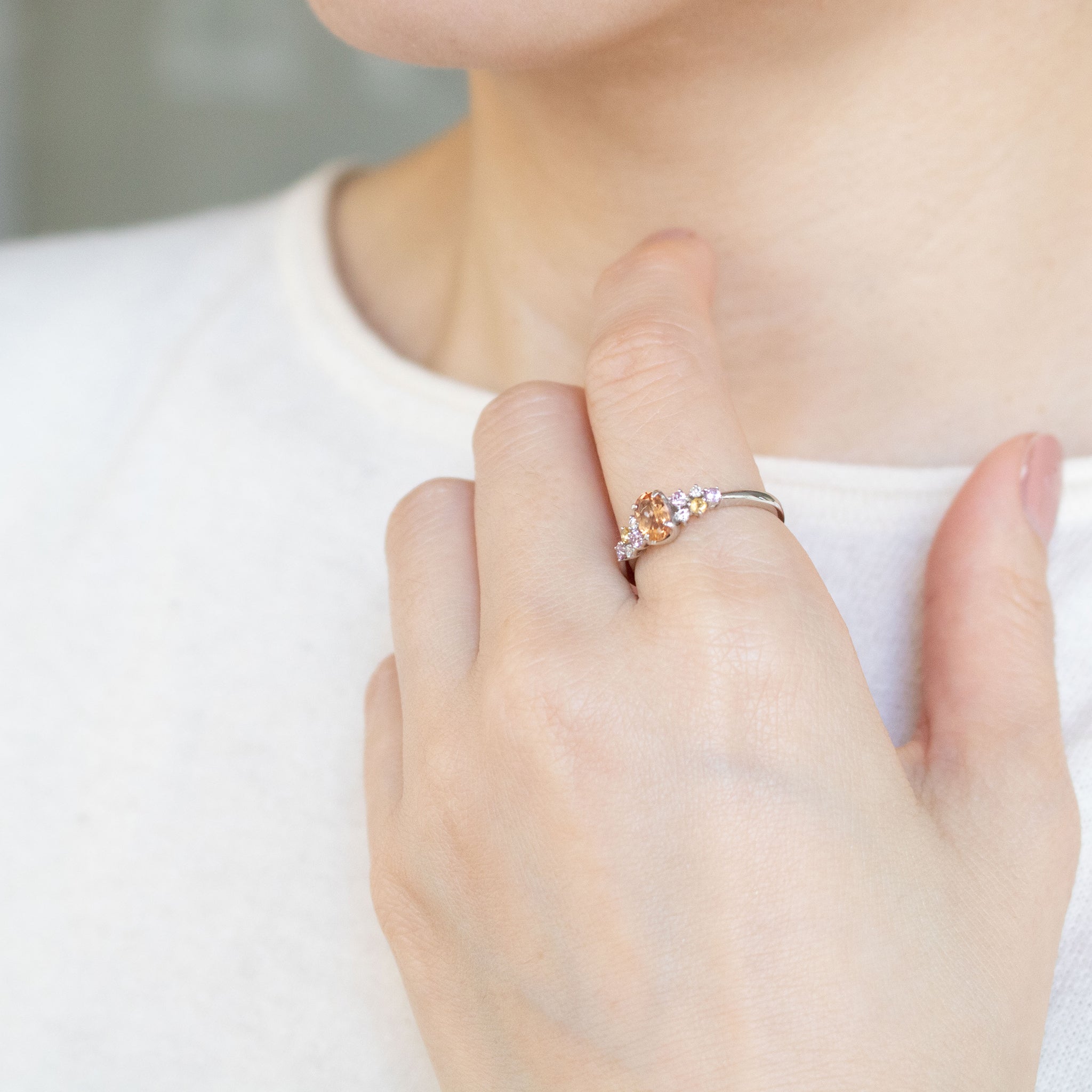 【限定3点】インペリアルトパーズ/ピンクサファイア プラチナリング(11月誕生石/鑑別書付)《26A02707》