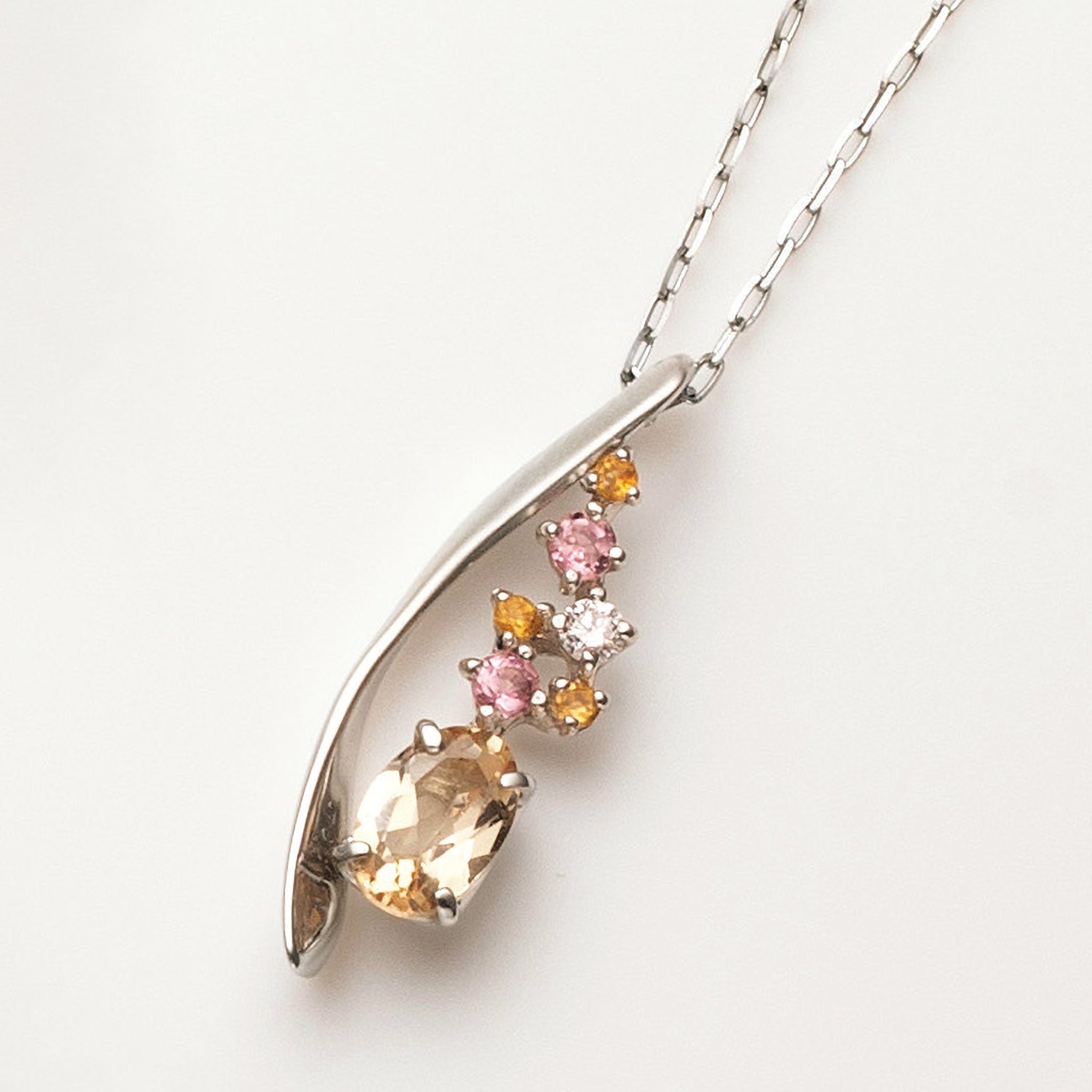 限定3点】インペリアルトパーズ/シトリン プラチナネックレス(11月