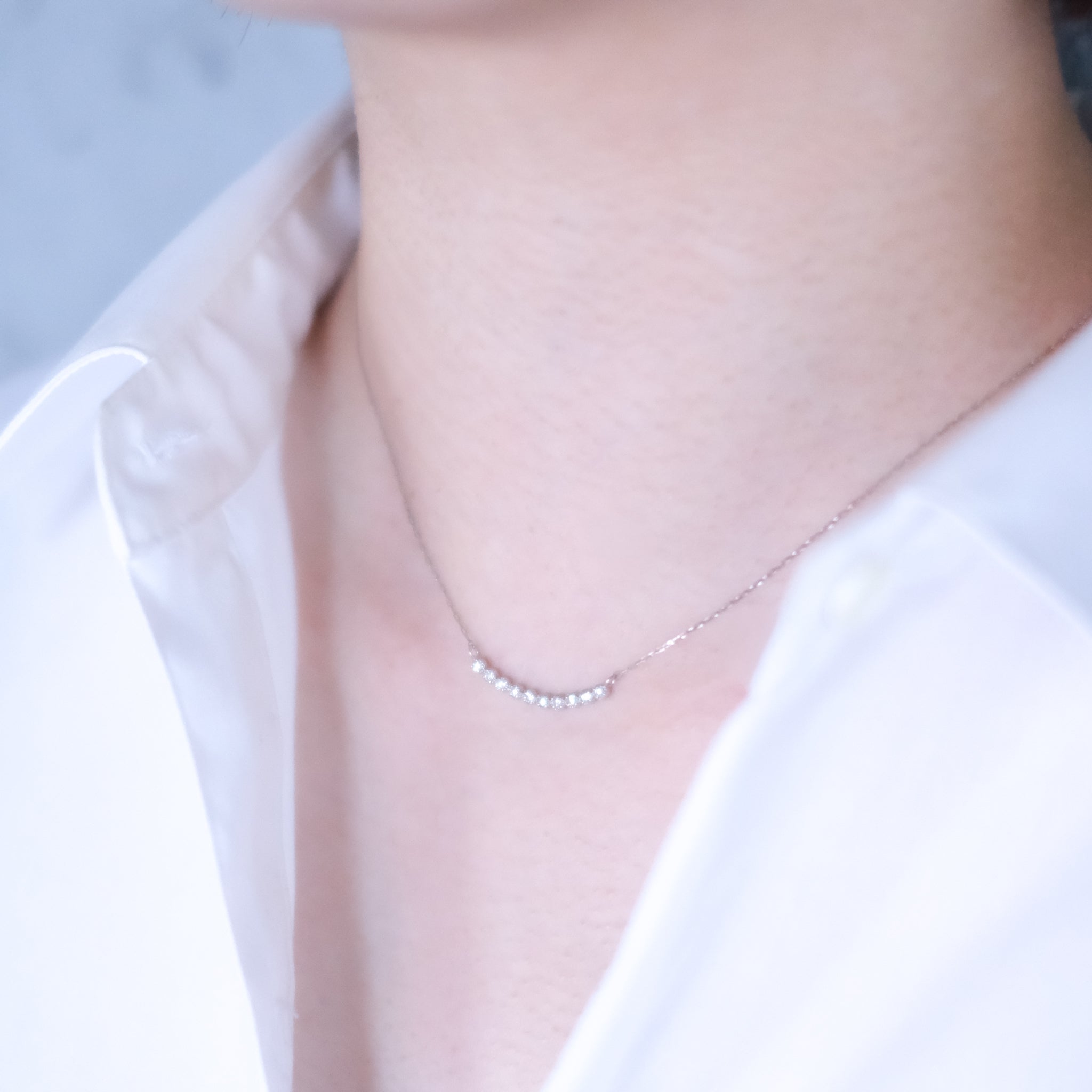 ダイヤモンド プラチナネックレス(ミル打ち風/4月誕生石)《26A02902》