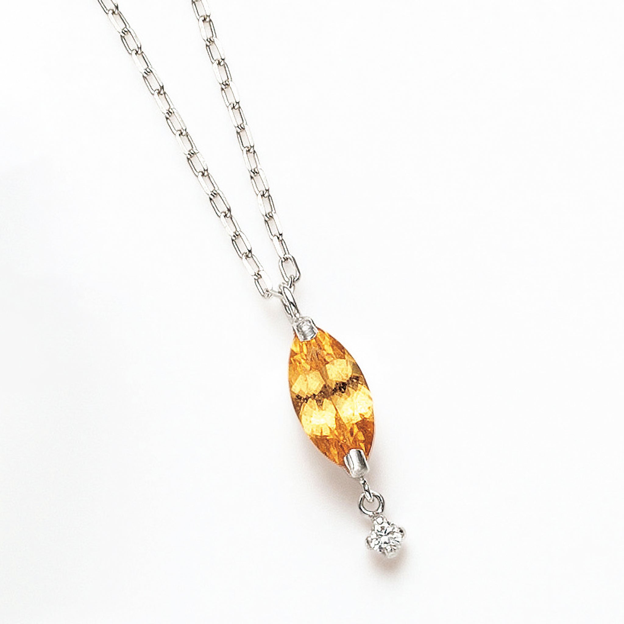 スペサルティンガーネット/ダイヤモンド プラチナネックレス(1月誕生石)《26A03004》