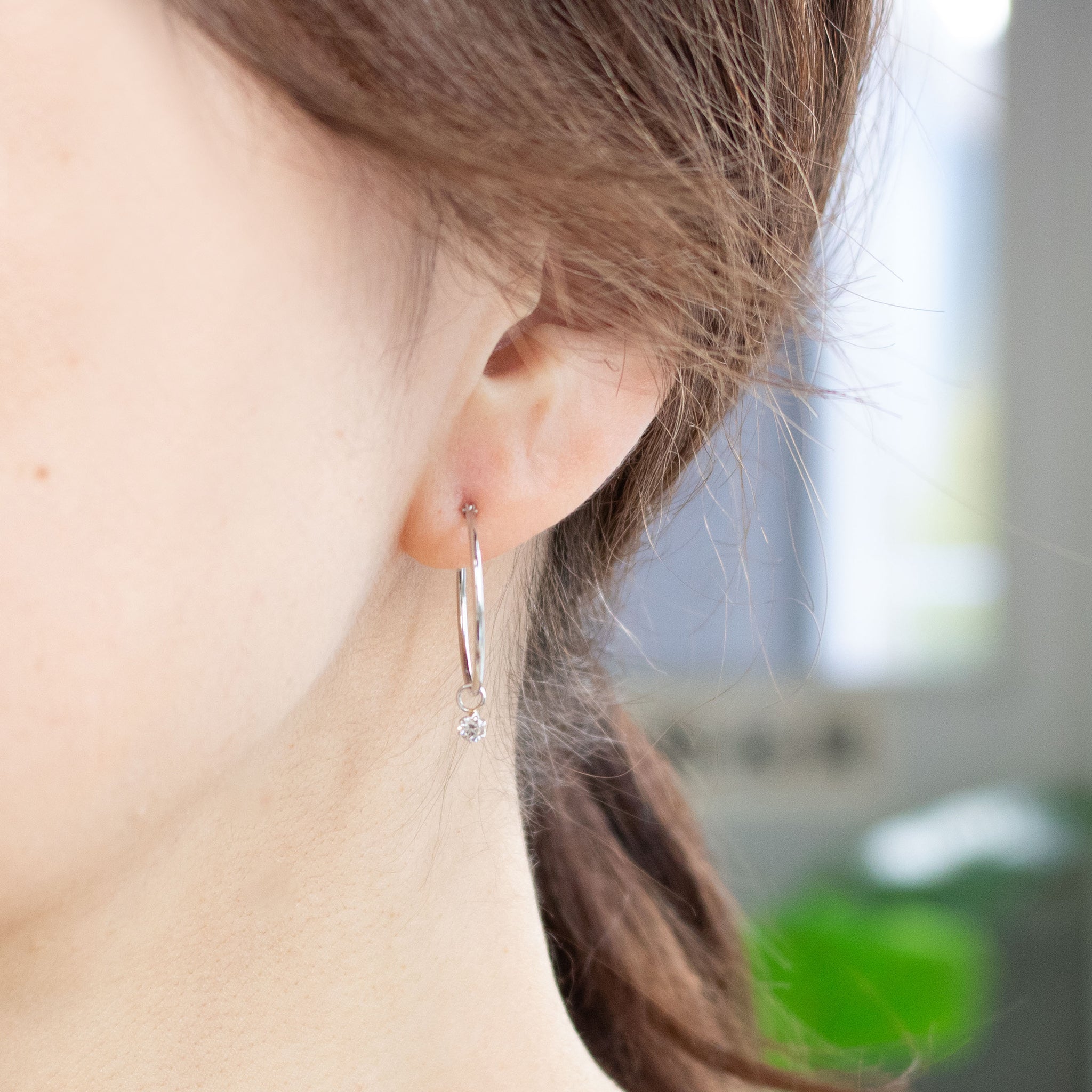 ダイヤモンド プラチナピアス(フープ/4月誕生石)《26A03007》