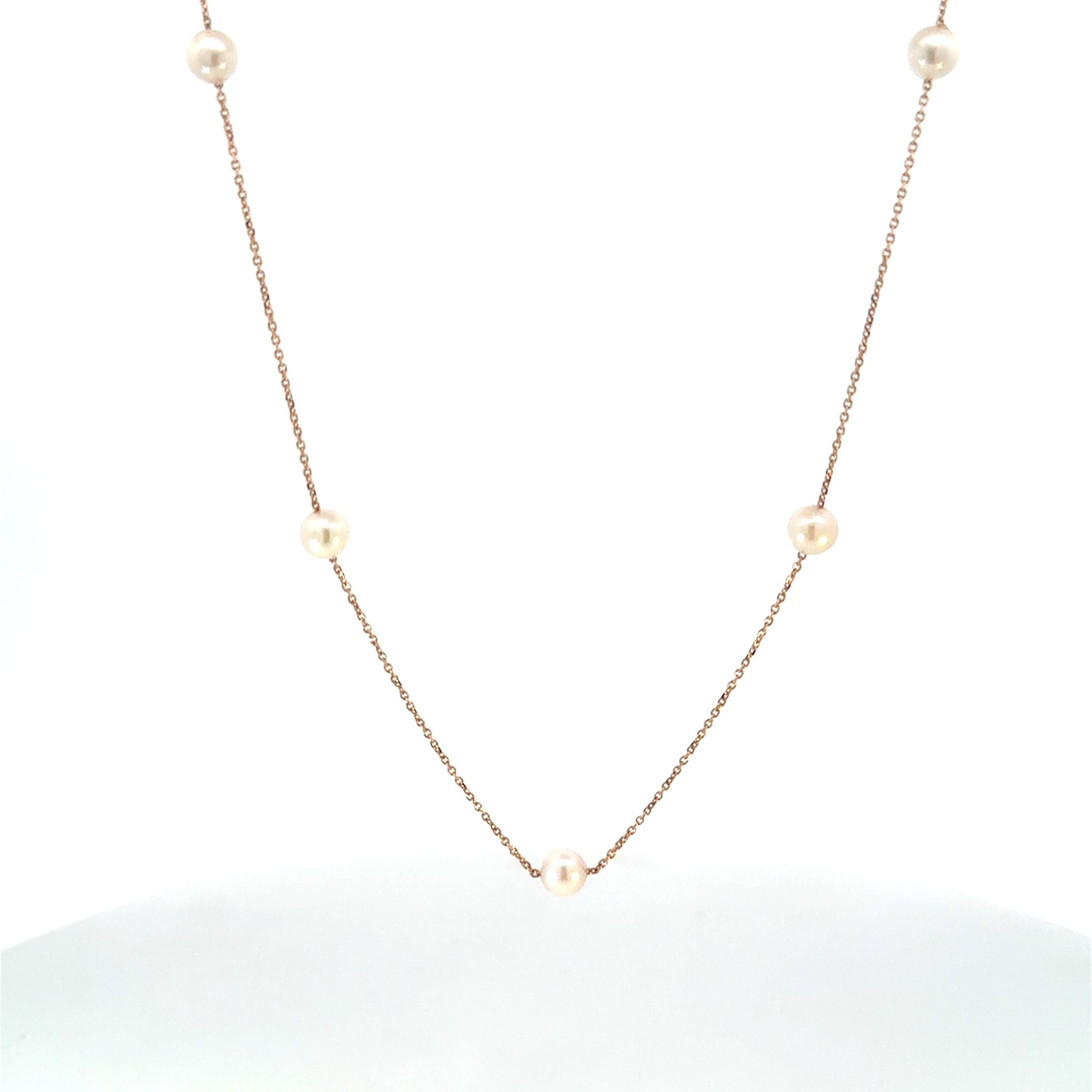 パール K18ネックレス(アコヤ真珠/ロング/80cm/ステーション/6月誕生石)《26A03205》