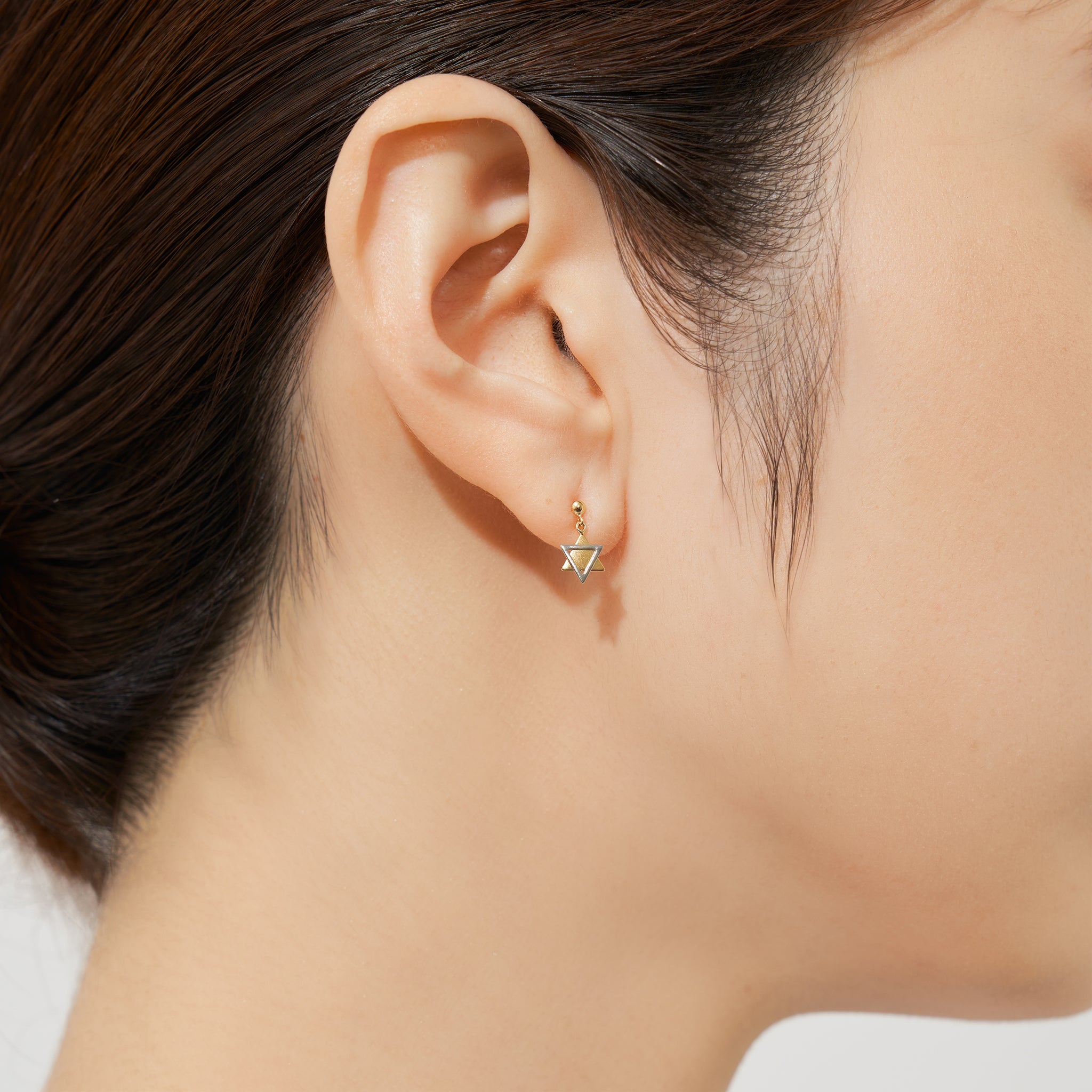 K18/プラチナピアス(コンビカラー/六芒星モチーフ)《26A03401》