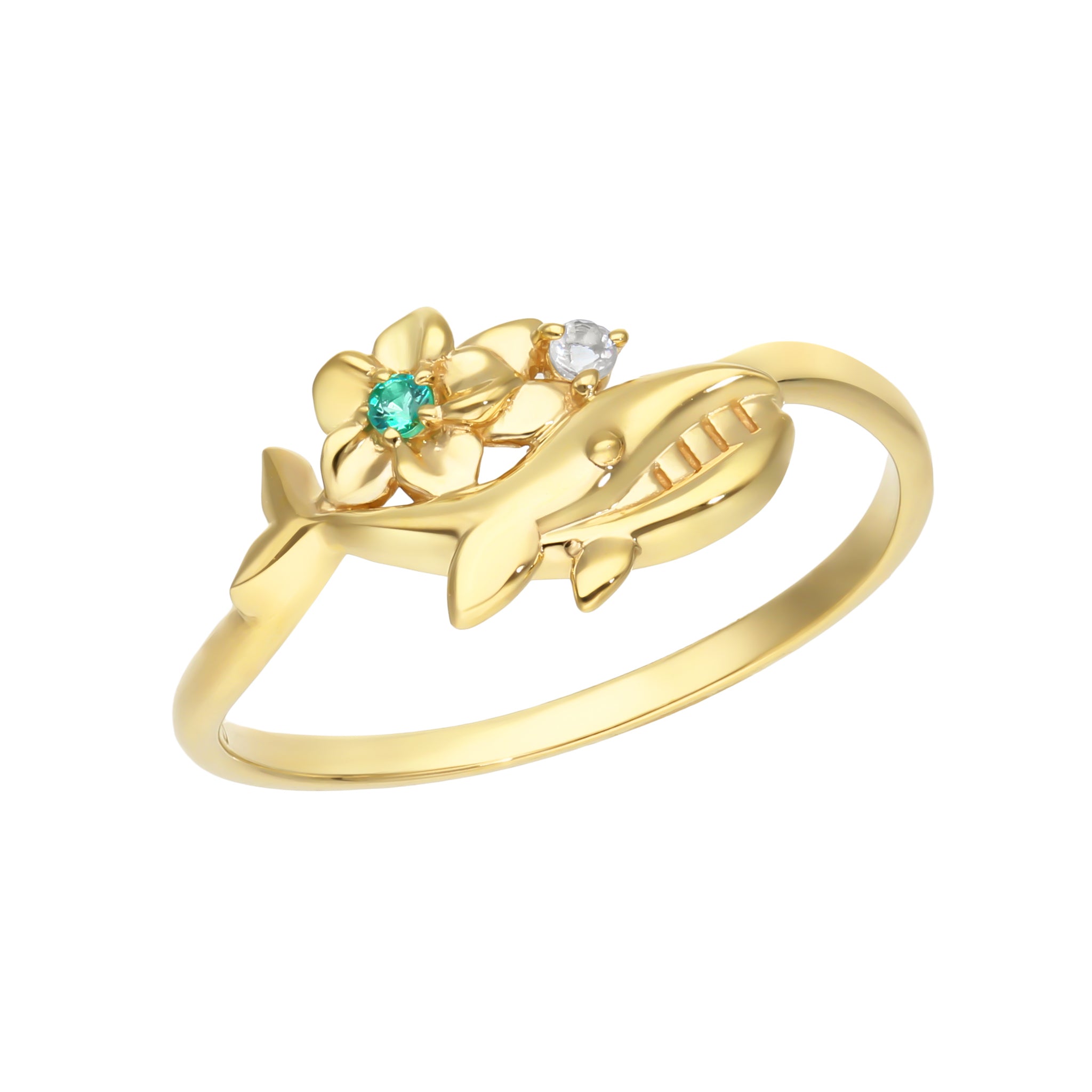 エメラルド/アンデシンラブラドライト K10リング(クジラモチーフ)《26A03504》