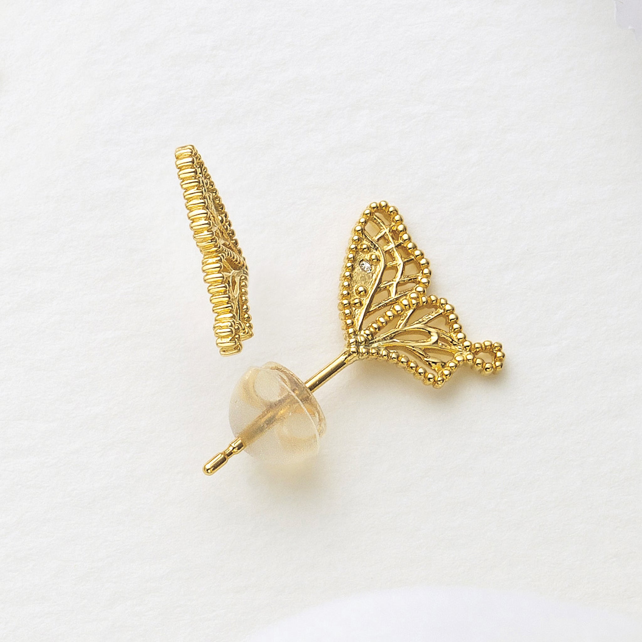 TSUTSUMI K10 YG 蝶のピアス 透かし模様 試着のみ K10ピアス(蝶