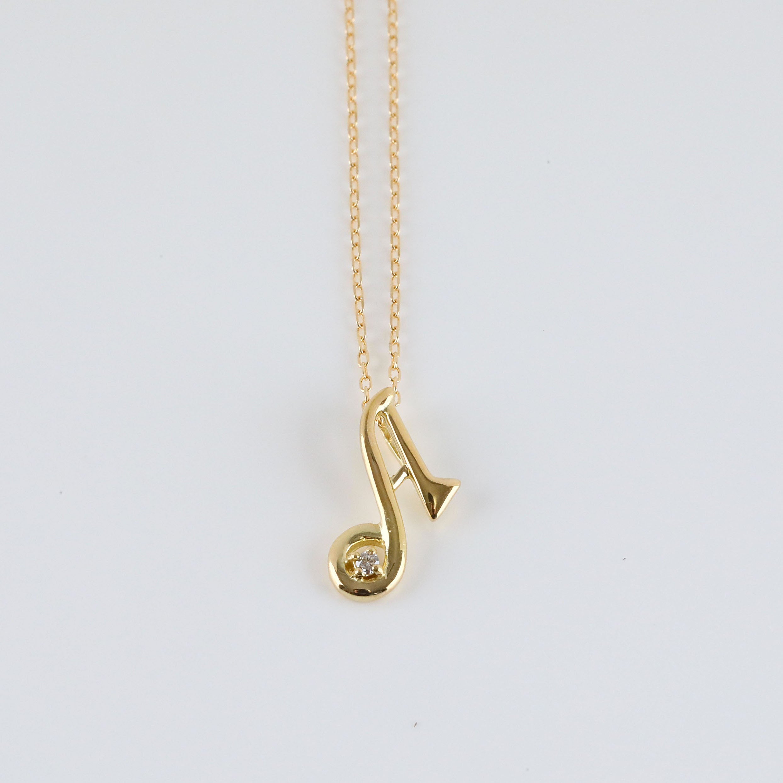 ダイヤモンド K10ネックレス(イニシャル/A/4月誕生石)《26A03708ｰA》