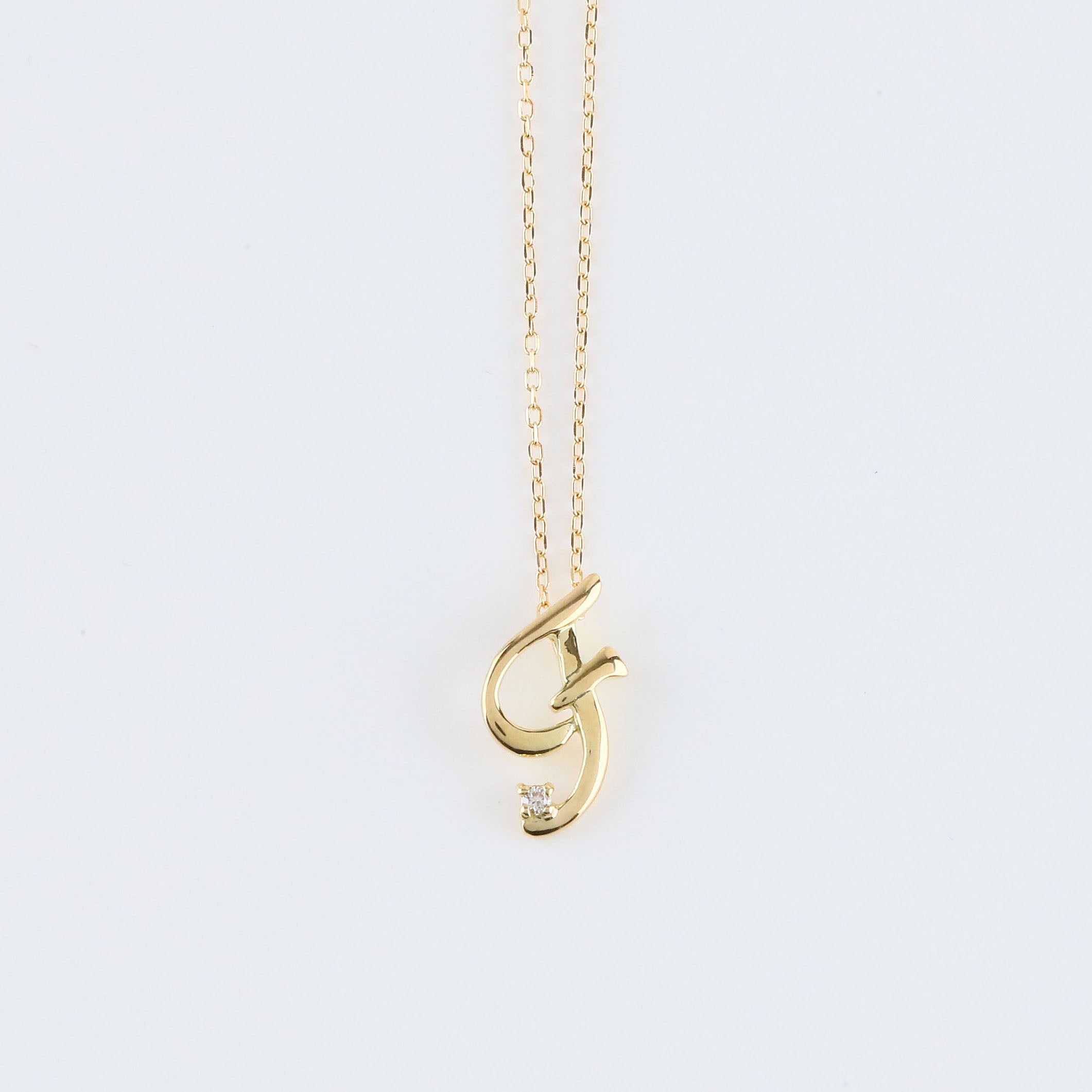 ダイヤモンド K10ネックレス(イニシャル/F/4月誕生石)《26A03708ｰF》