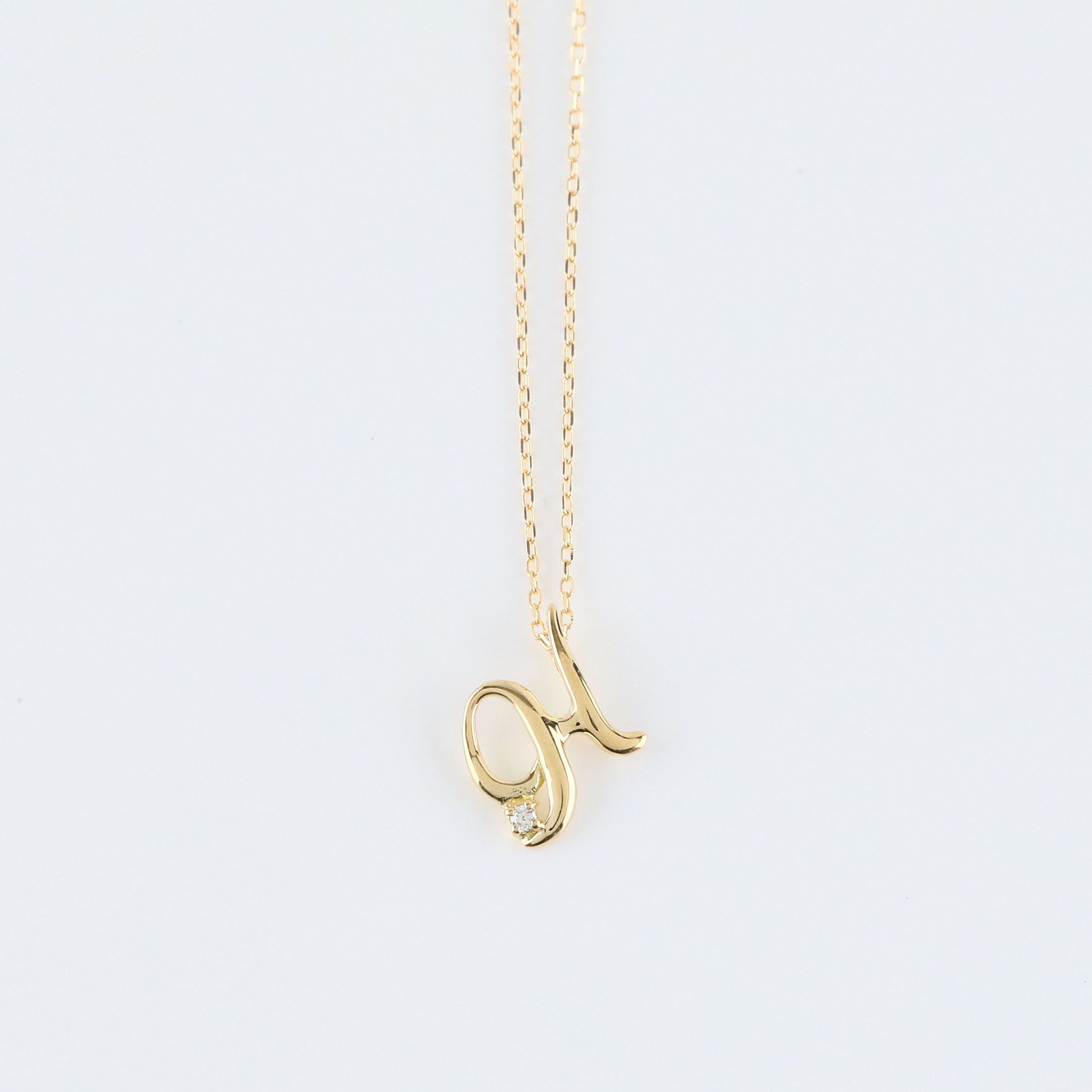 ダイヤモンド K10ネックレス(イニシャル/I/4月誕生石)《26A03708ｰI》