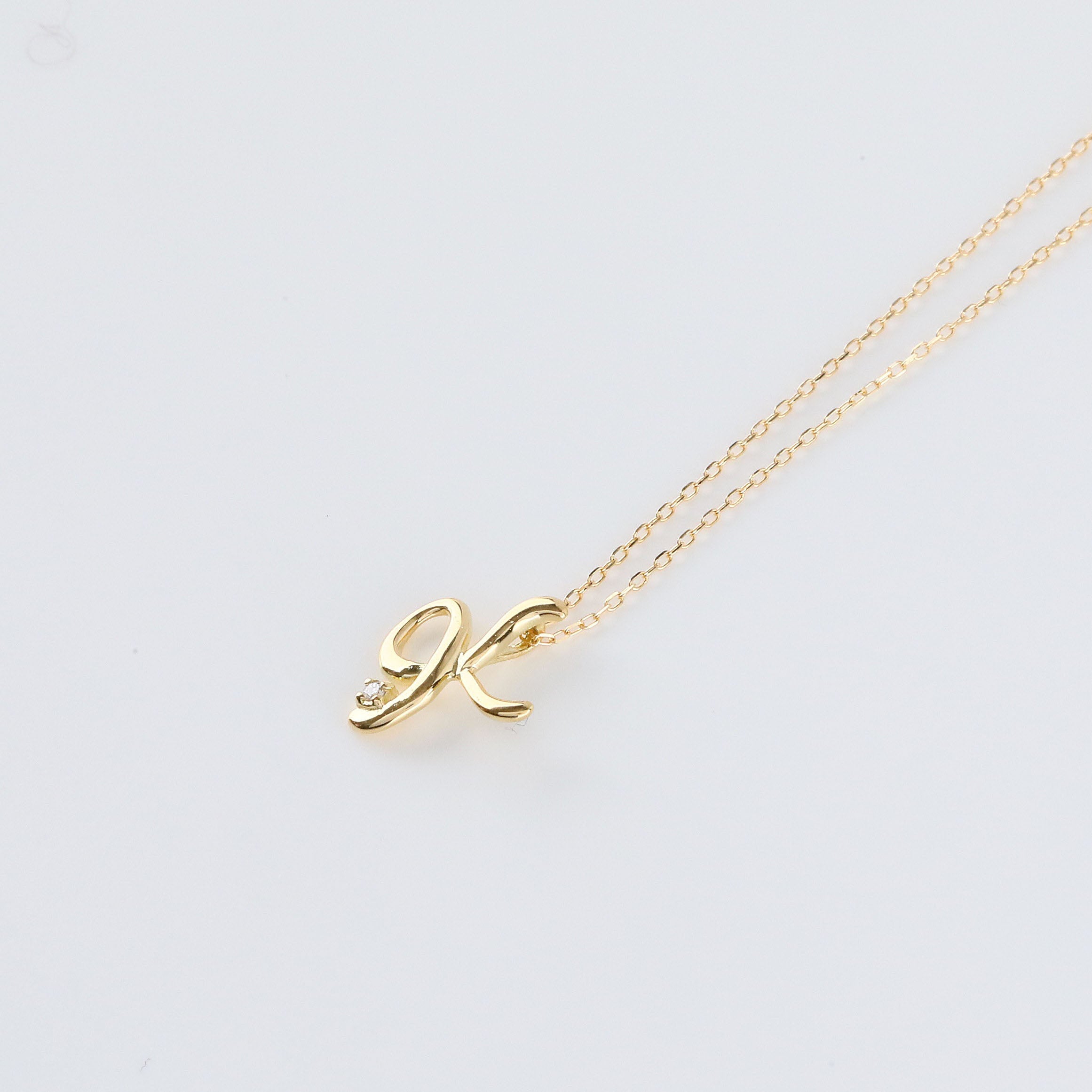 ダイヤモンド K10ネックレス(イニシャル/K/4月誕生石)《26A03708ｰK》