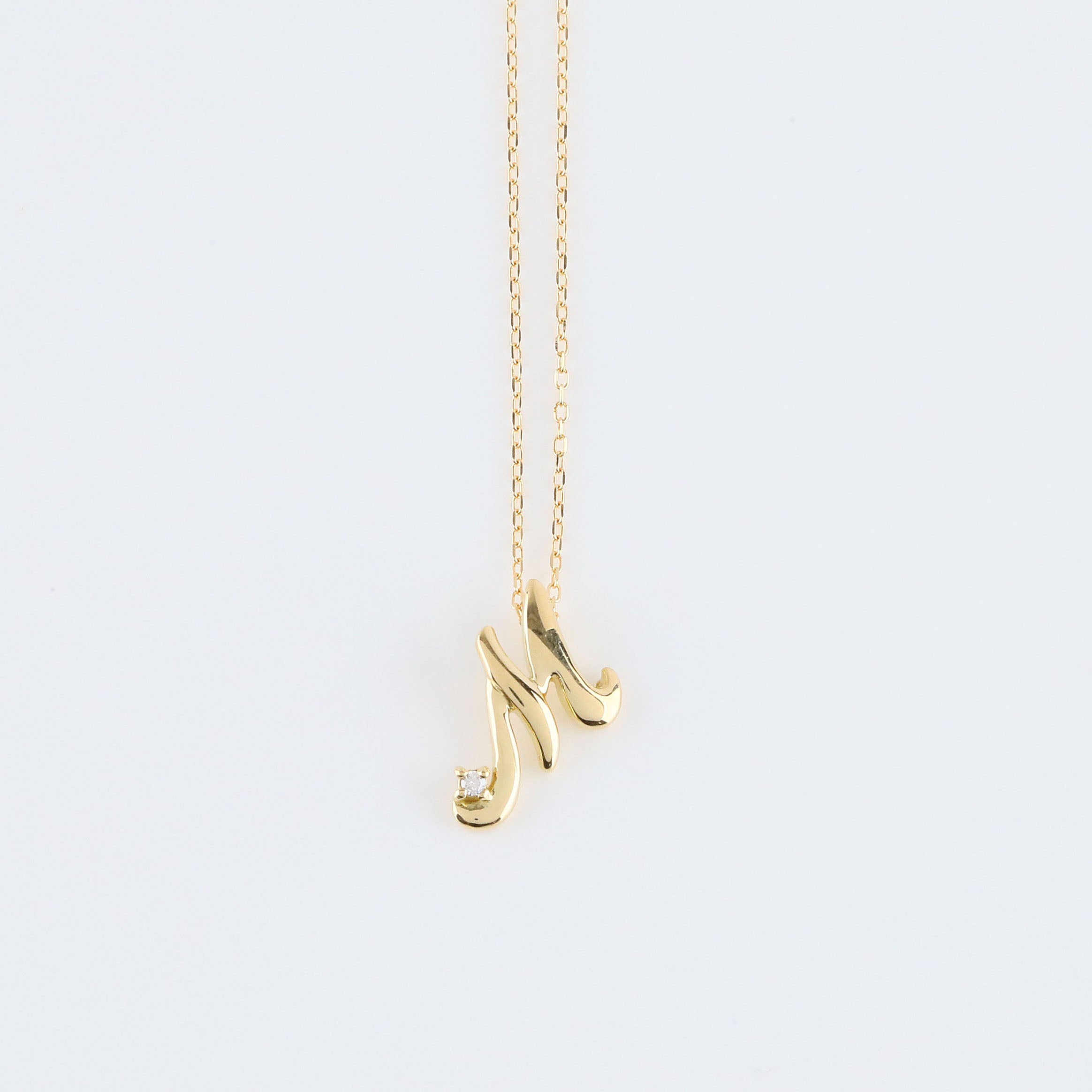 ダイヤモンド K10ネックレス(イニシャル/M/4月誕生石)《26A03708ｰM》