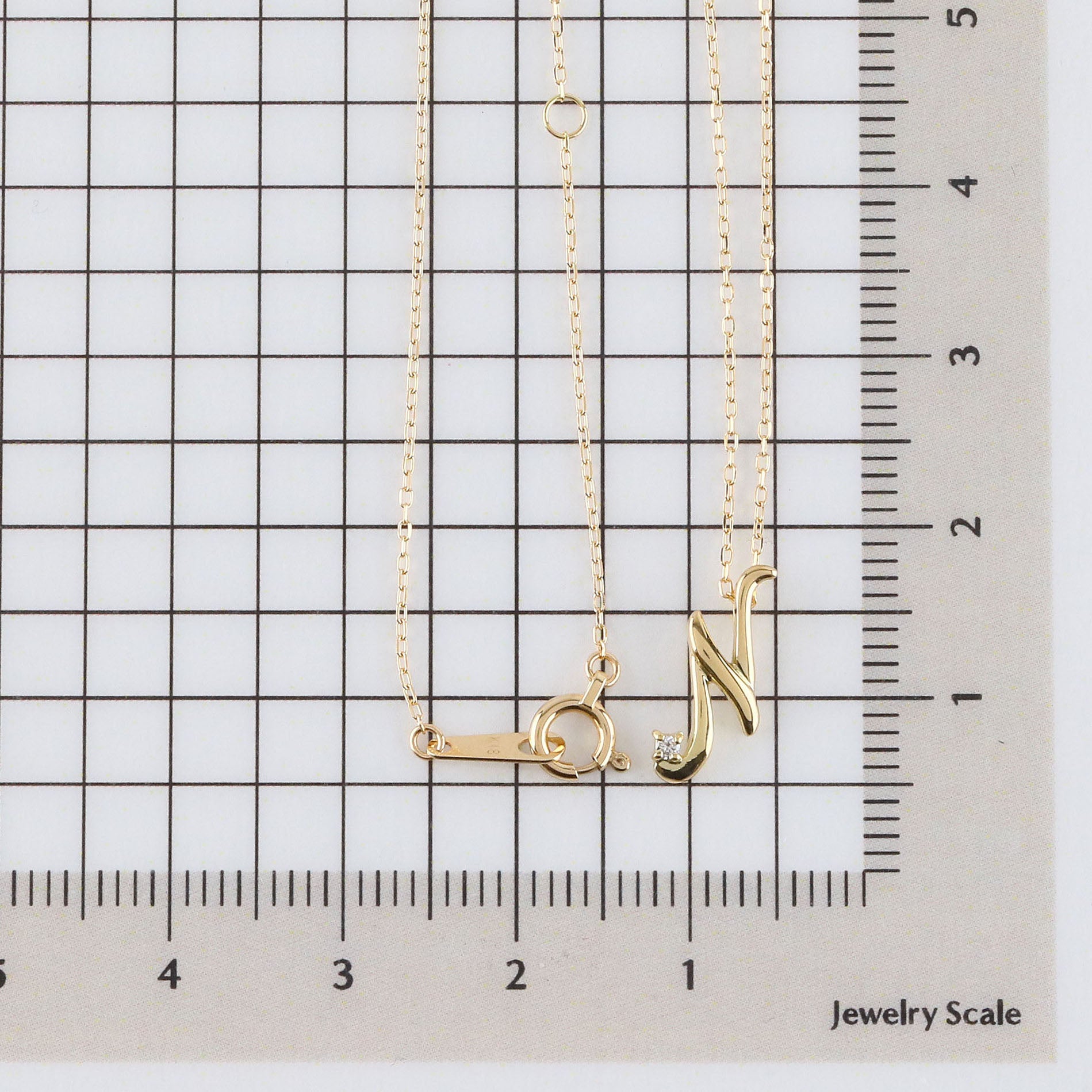 ダイヤモンド K10ネックレス(イニシャル/N/4月誕生石)《26A03708ｰN》