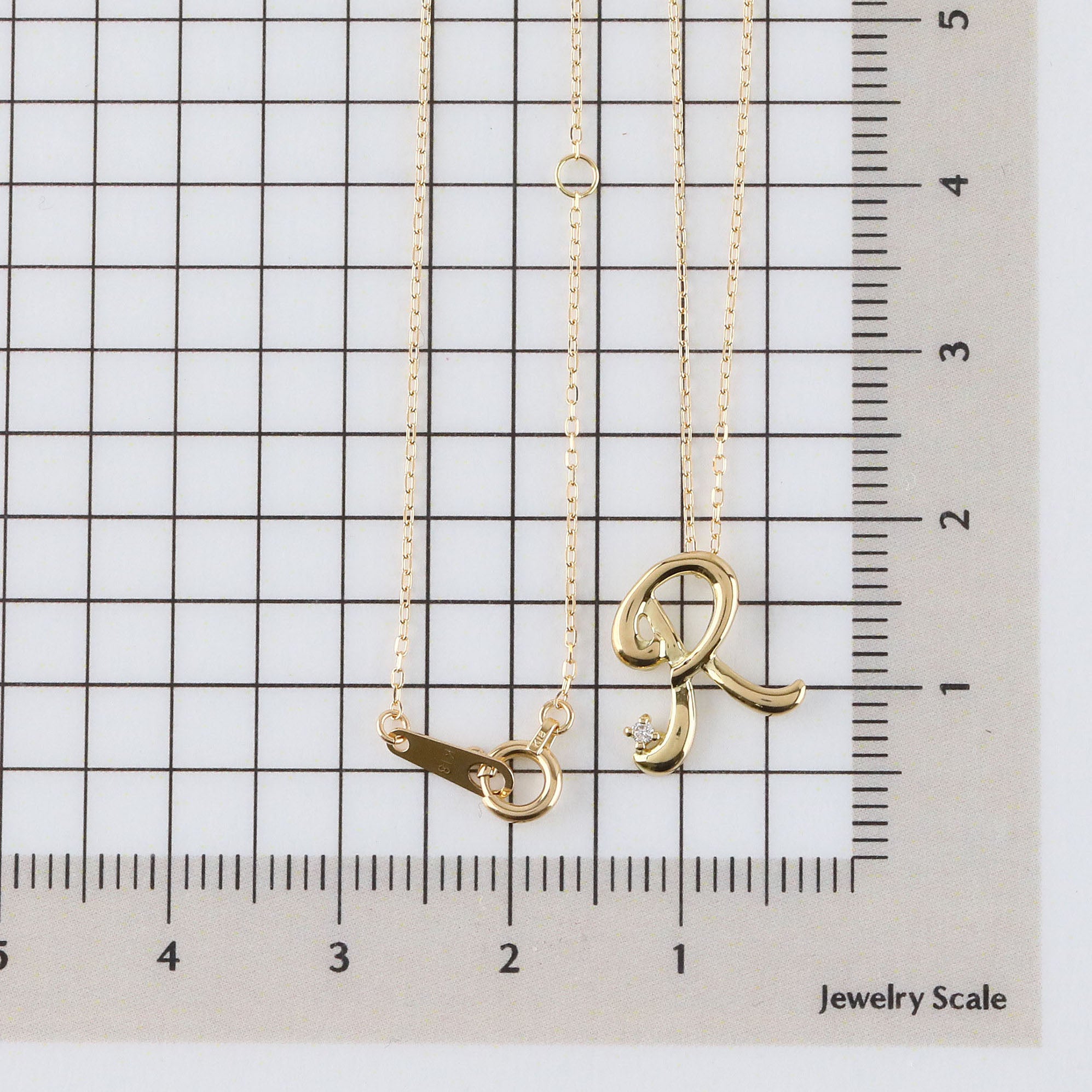 ダイヤモンド K10ネックレス(イニシャル/R/4月誕生石)《26A03708ｰR》