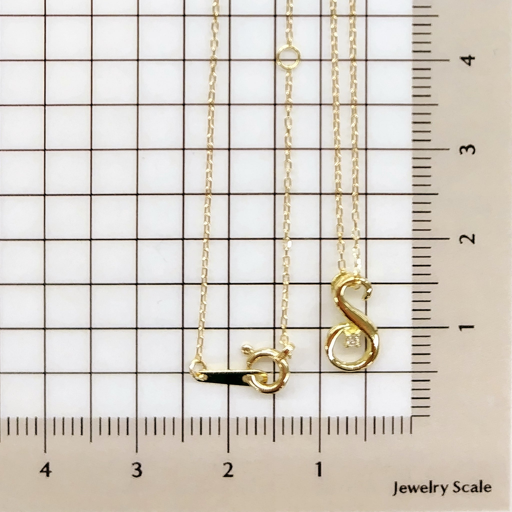 ダイヤモンド K10ネックレス(イニシャル/S/4月誕生石)《26A03708ｰS》