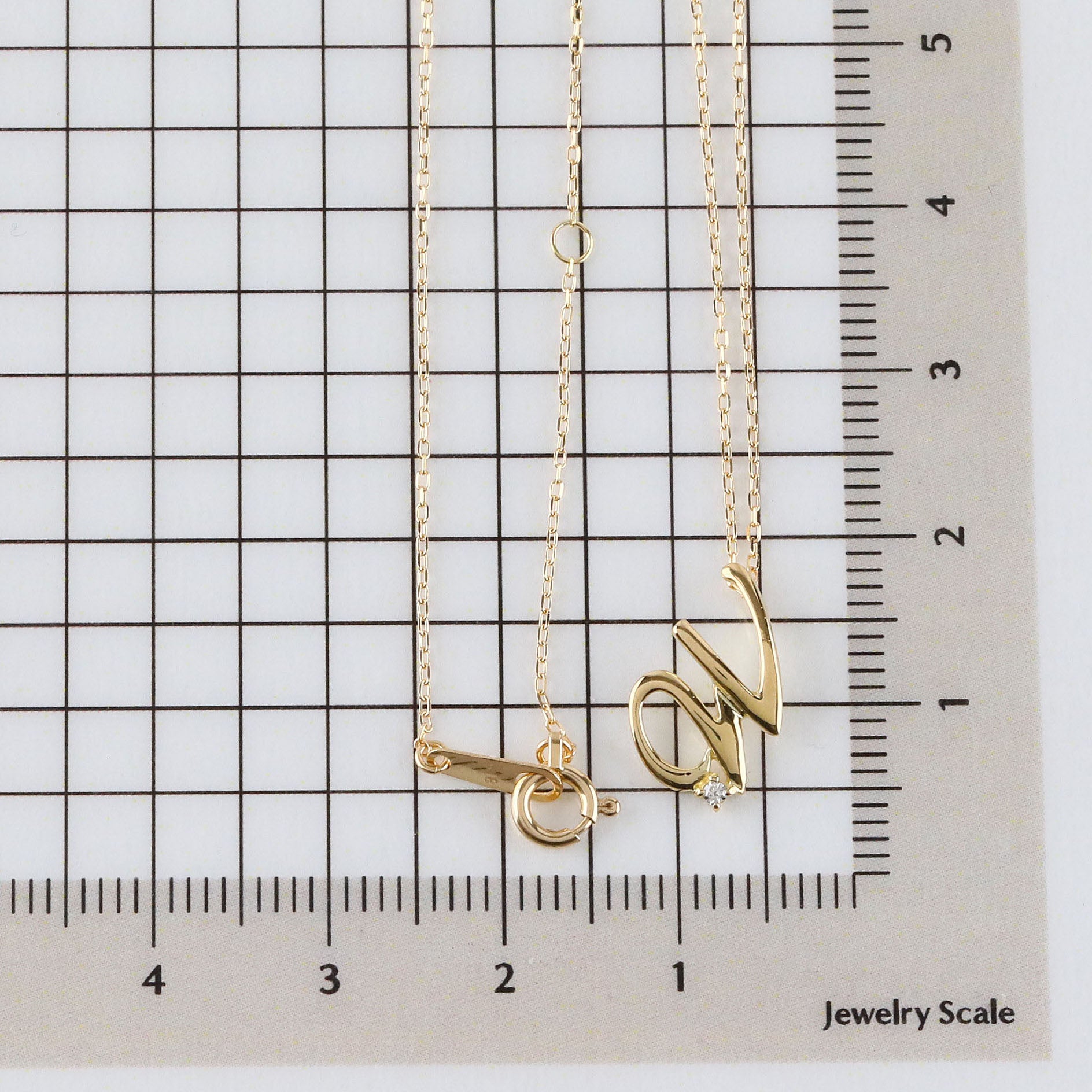 ダイヤモンド K10ネックレス(イニシャル/W/4月誕生石)《26A03708ｰW》