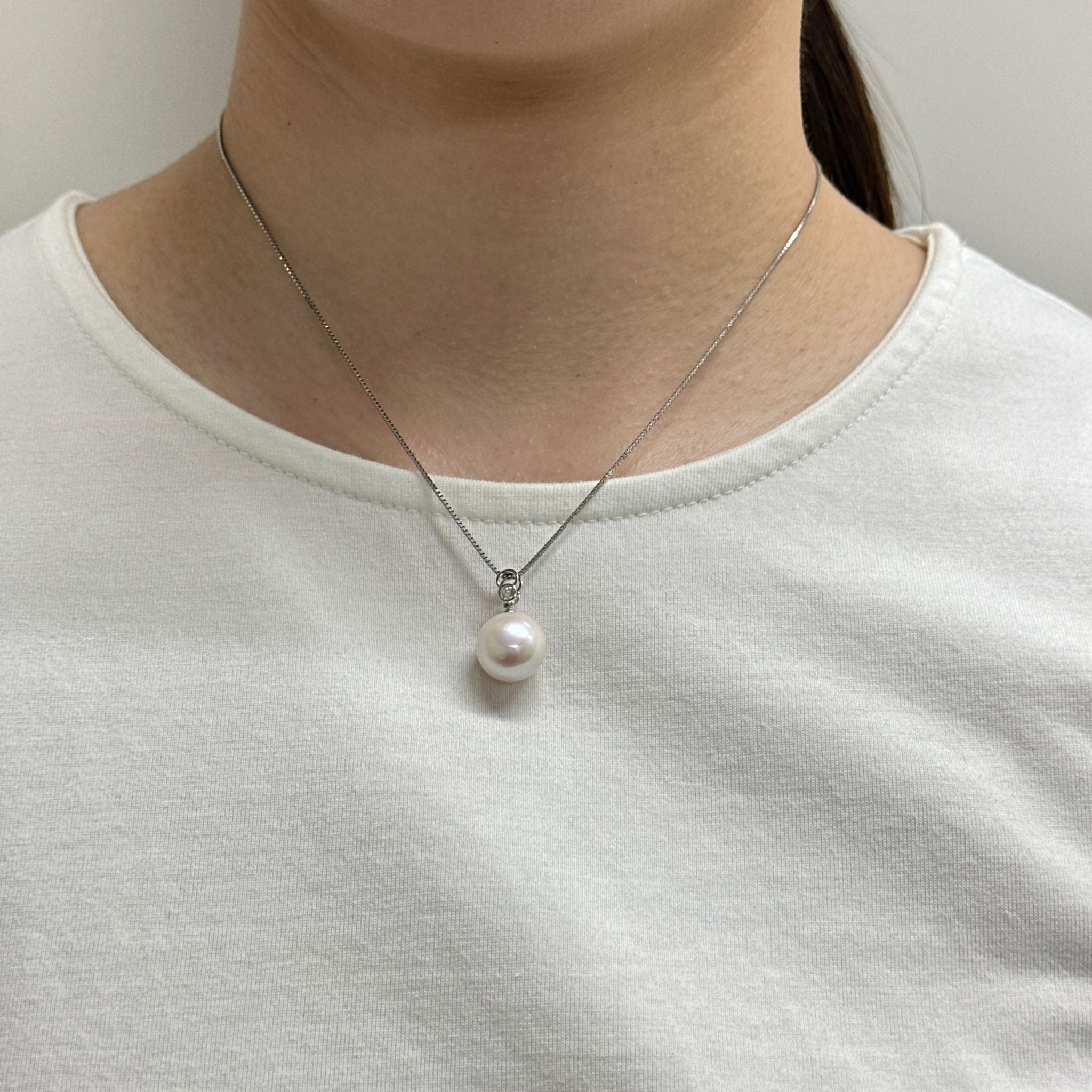 パール/ダイヤモンド プラチナペンダントトップ(淡水真珠/12mm/6月誕生石)《26A03903》