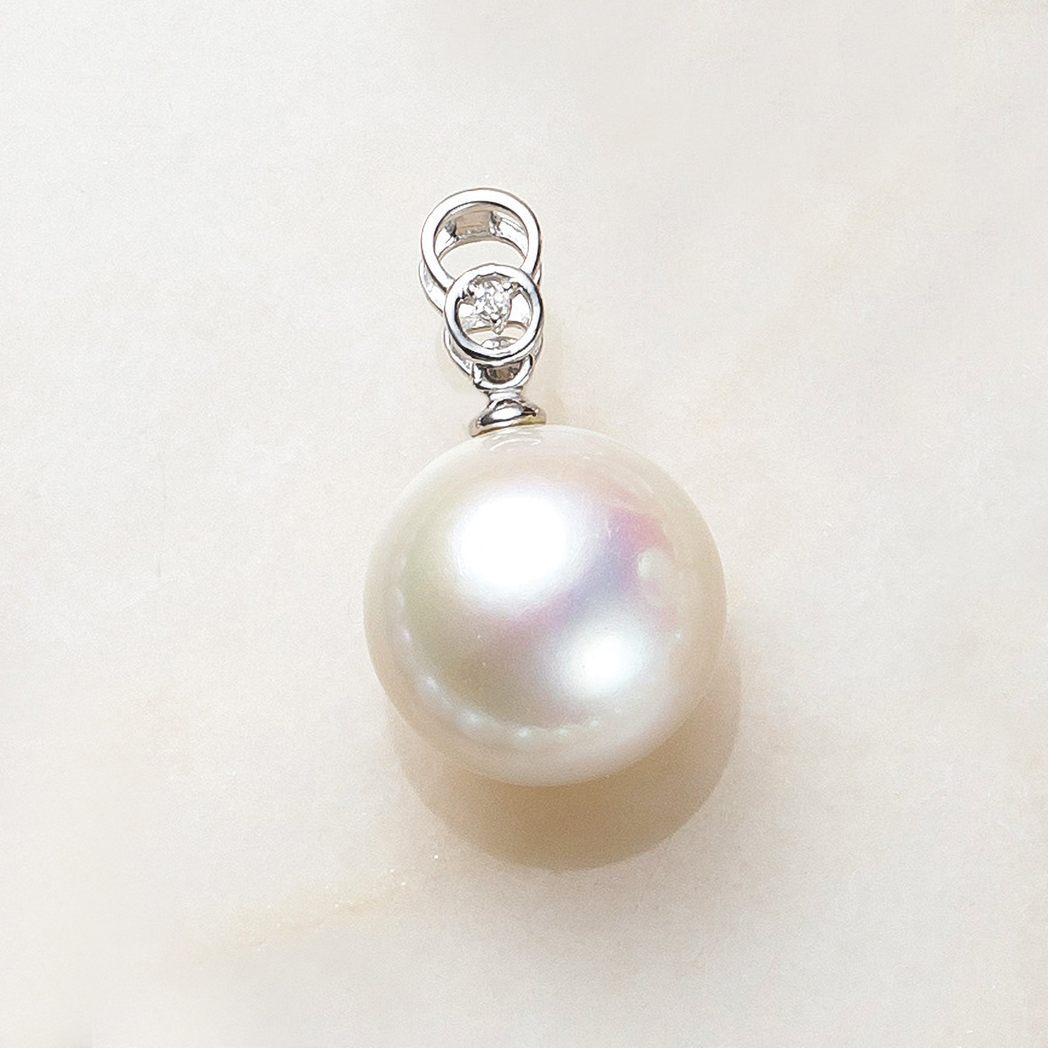 パール/ダイヤモンド プラチナペンダントトップ(淡水真珠/12mm/6月誕生石)《26A03903》