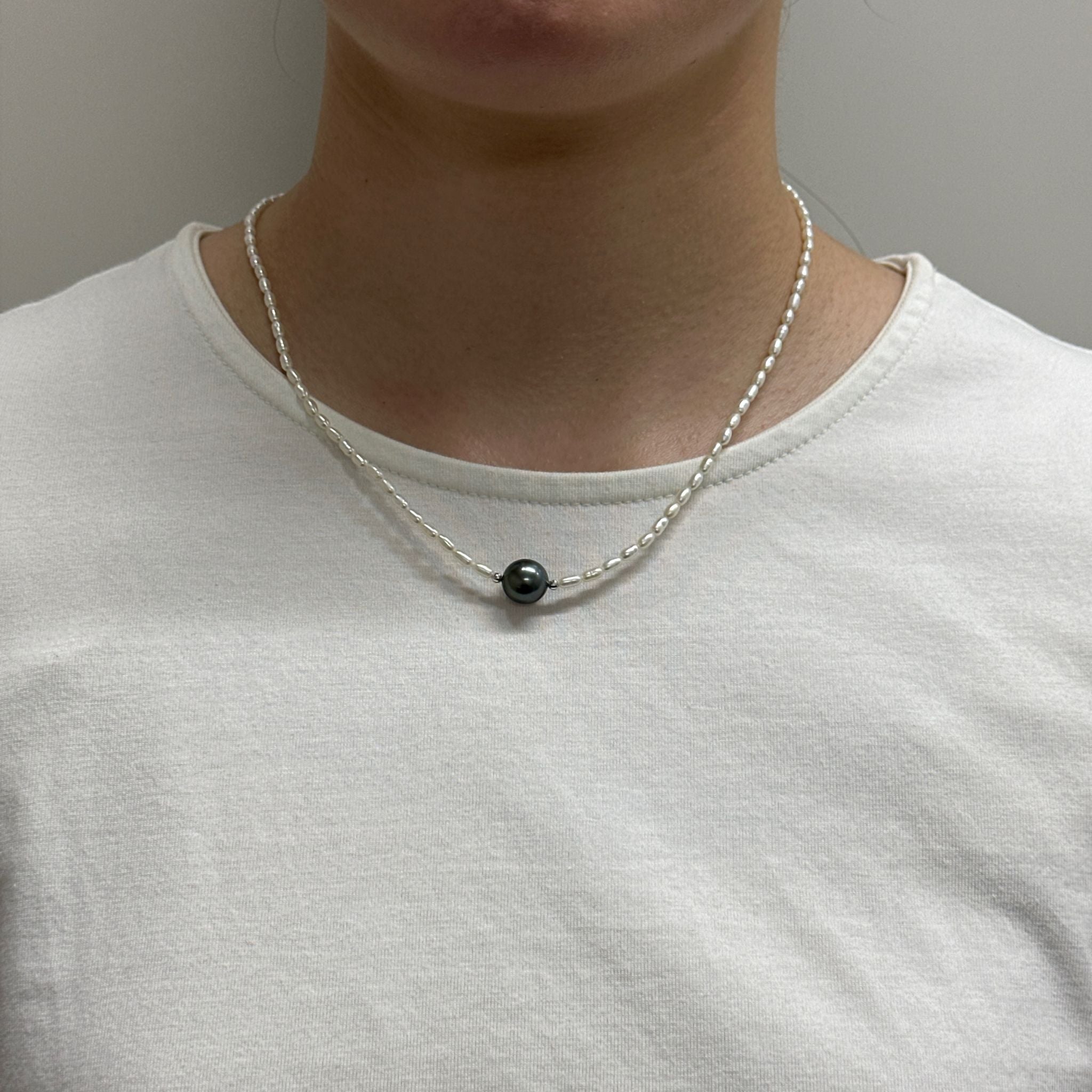 パール K14ネックレス(黒蝶真珠/10mm/淡水真珠/6月誕生石)《26A03907》