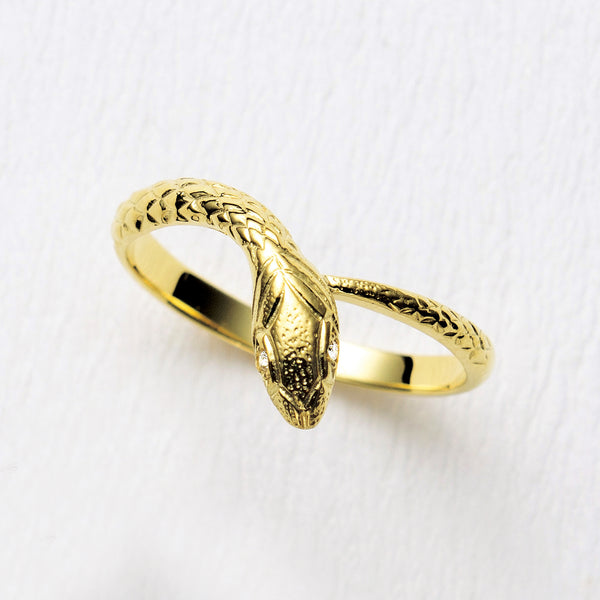 ダイヤモンド K18リング(ヘビモチーフ/4月誕生石)《26A04203