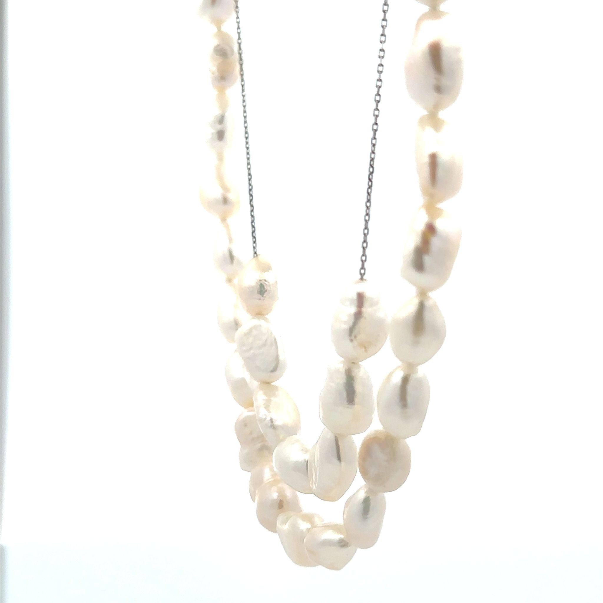 パール シルバーネックレス(淡水真珠/2点セット/6月誕生石)《26A04702》