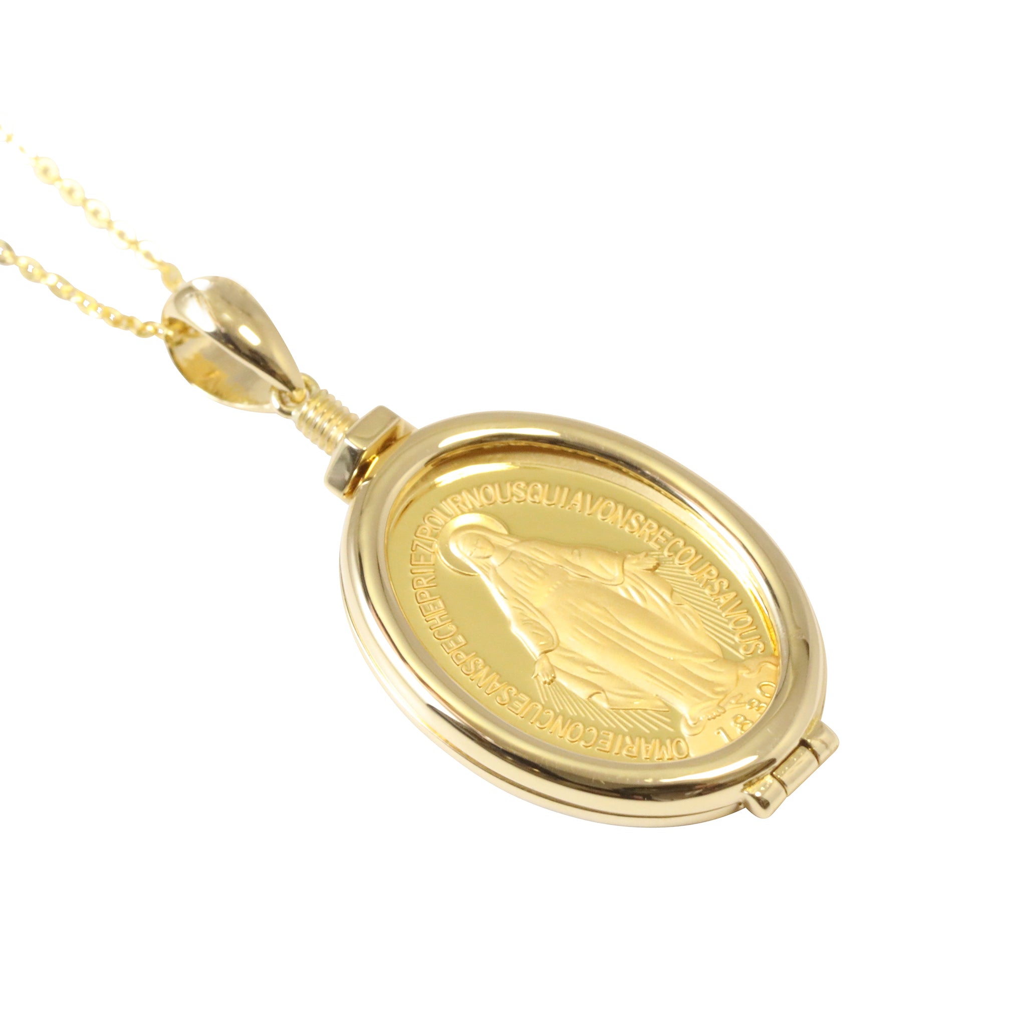 K24/K18ネックレス(純金/不思議のメダイ/メダル/5g/造幣局品位刻印付)《26C10101》