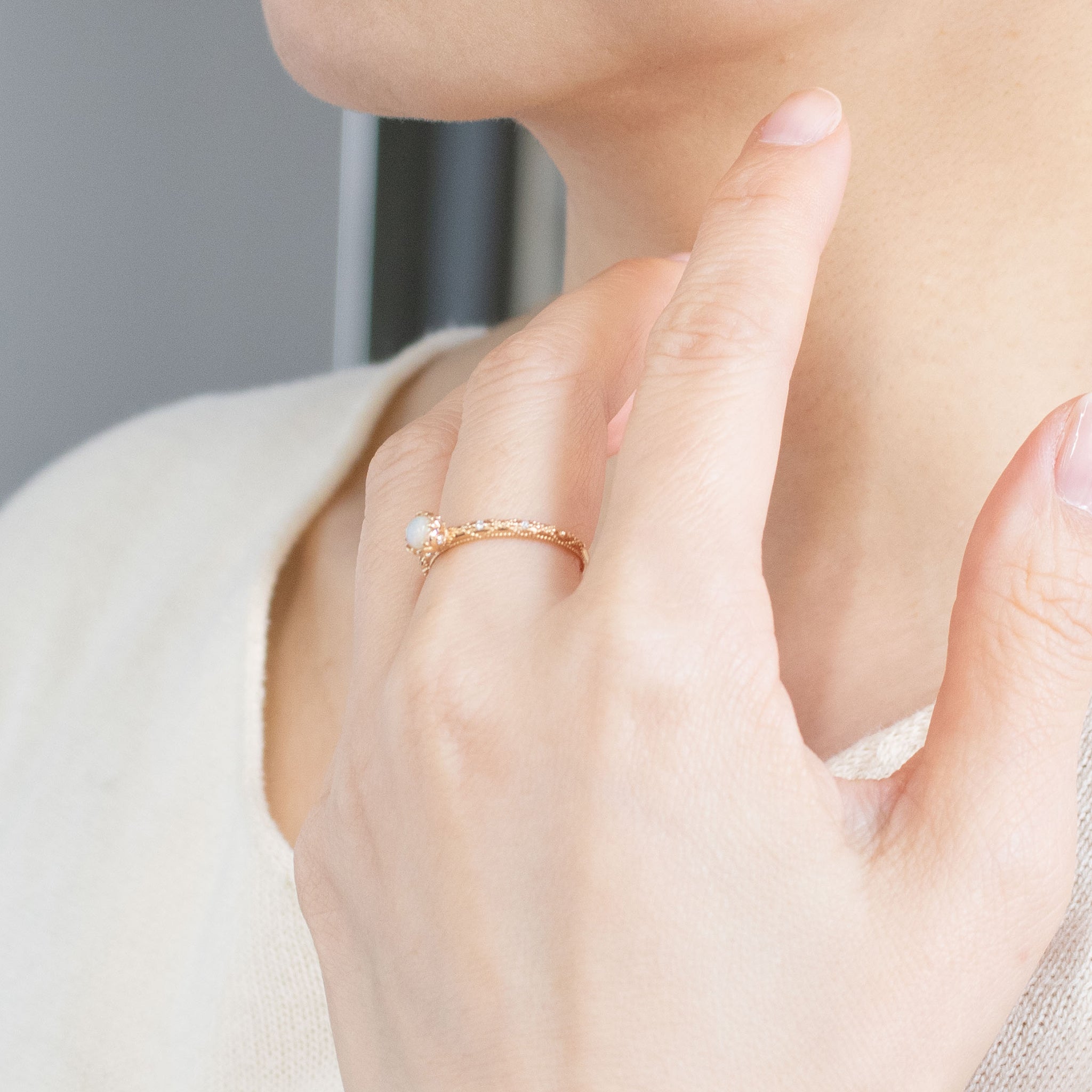 オパール/ダイヤモンド K18リング(10月誕生石)《26C20111》