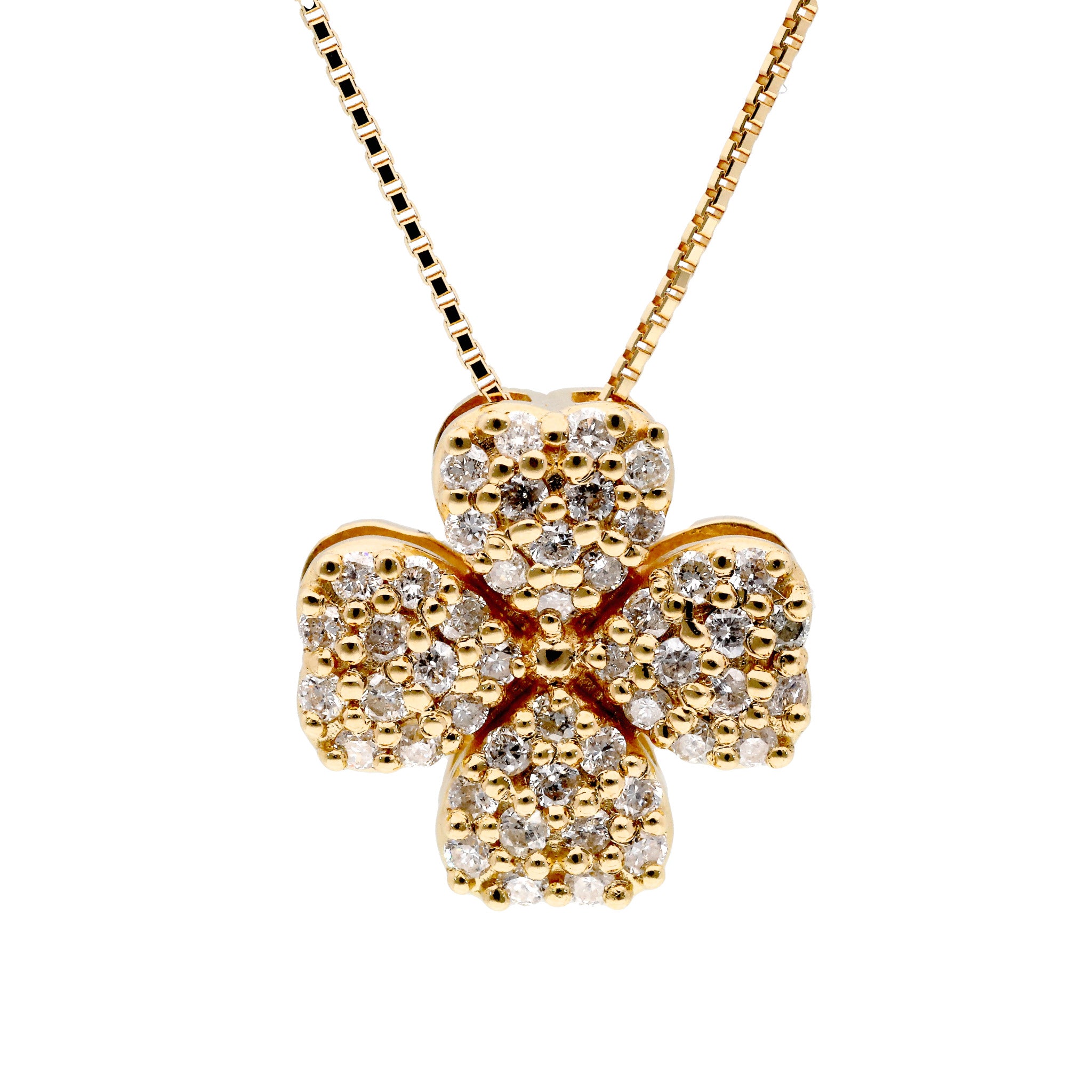 ダイヤモンド K18ネックレス(クローバーモチーフ/4月誕生石)《26C20116》