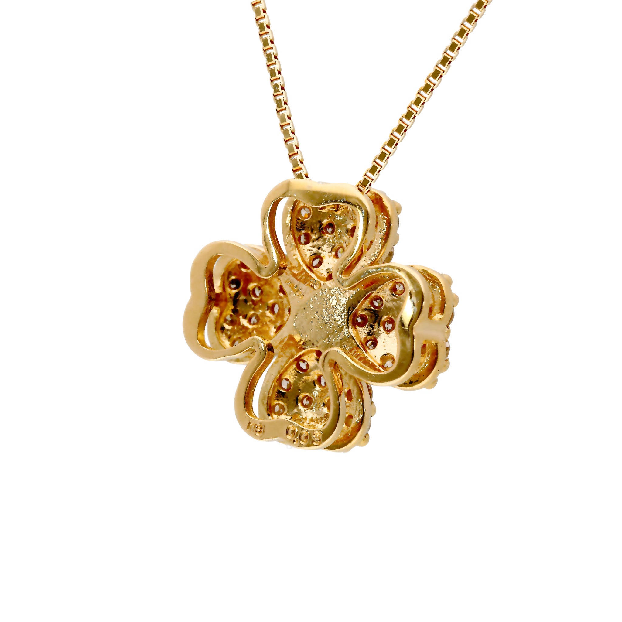 ダイヤモンド K18ネックレス(クローバーモチーフ/4月誕生石)《26C20116》