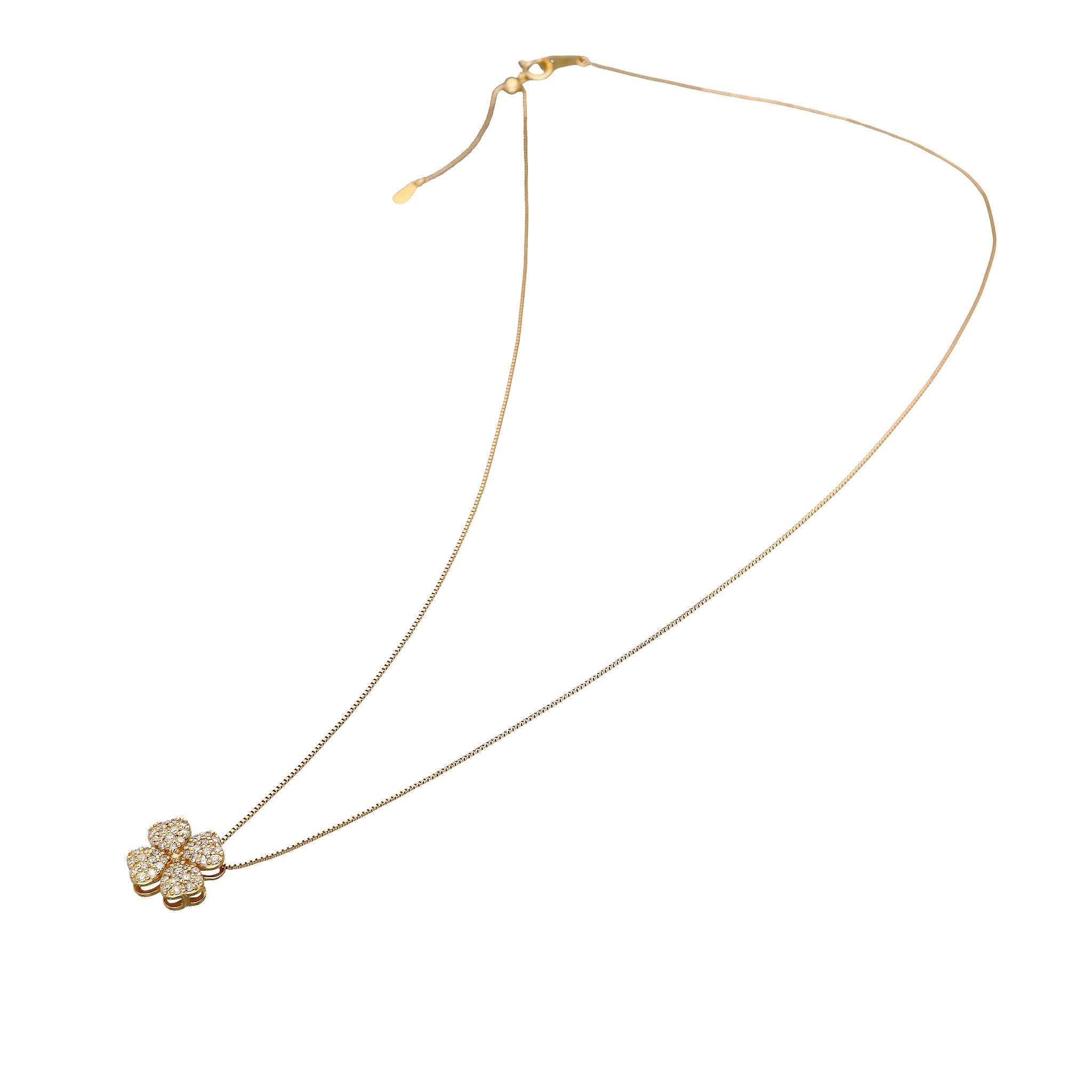 ダイヤモンド K18ネックレス(クローバーモチーフ/4月誕生石)《26C20116》