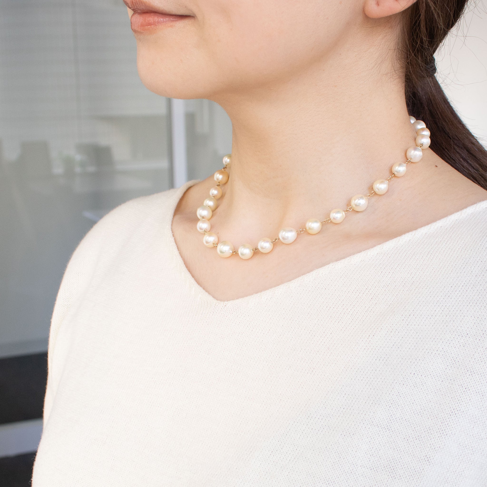 パール K14ネックレス(アコヤ真珠/7～8.5mm/バロック珠/6月誕生石)《26C20127》