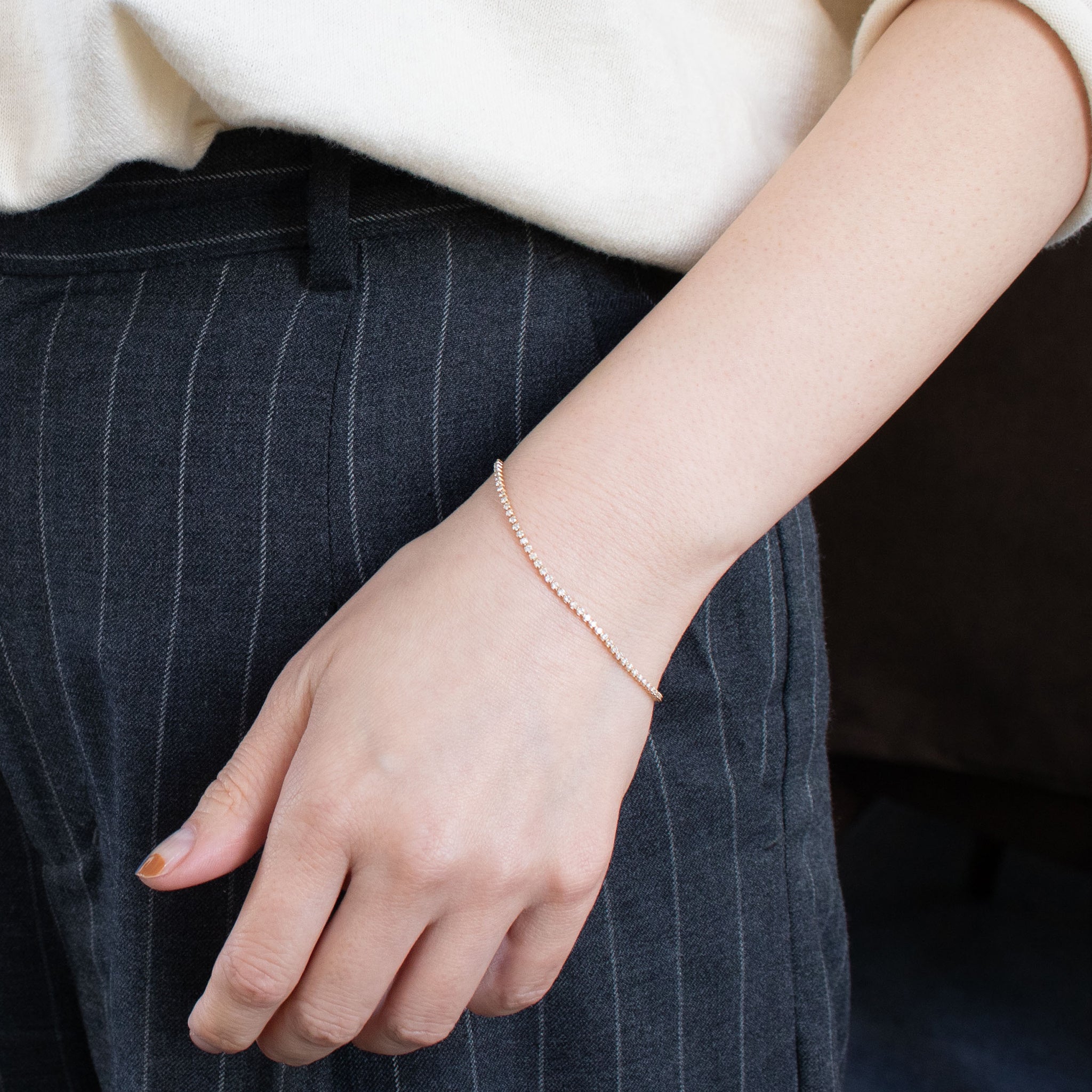 ダイヤモンド K18ブレスレット(計1.00カラット/4月誕生石)《26C30118》