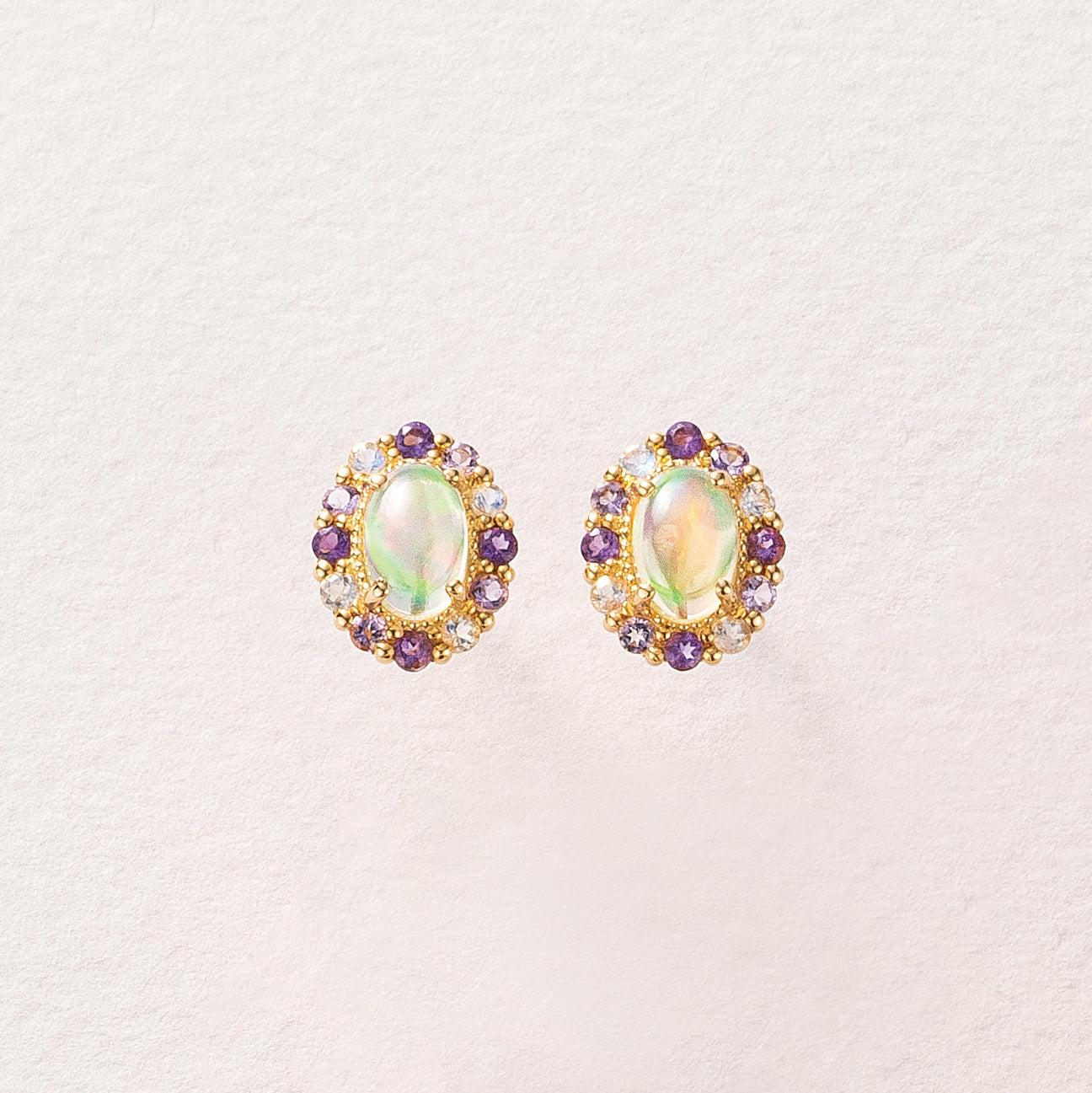 オパール/アメシスト K18ピアス(10月誕生石)《26C30123》