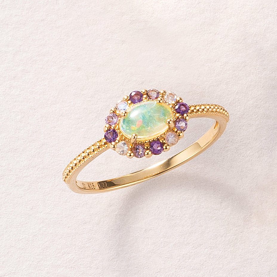 オパール/アメシスト K18リング(10月誕生石)《26C30124》
