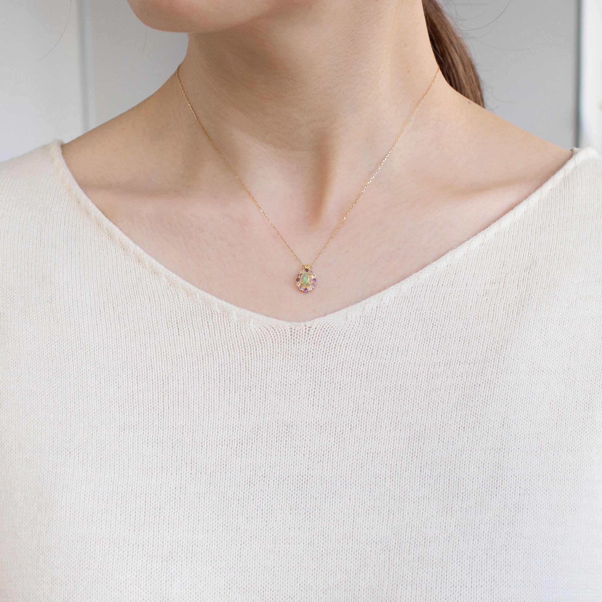 オパール/アメシスト K18ネックレス(10月誕生石)《26C30125》