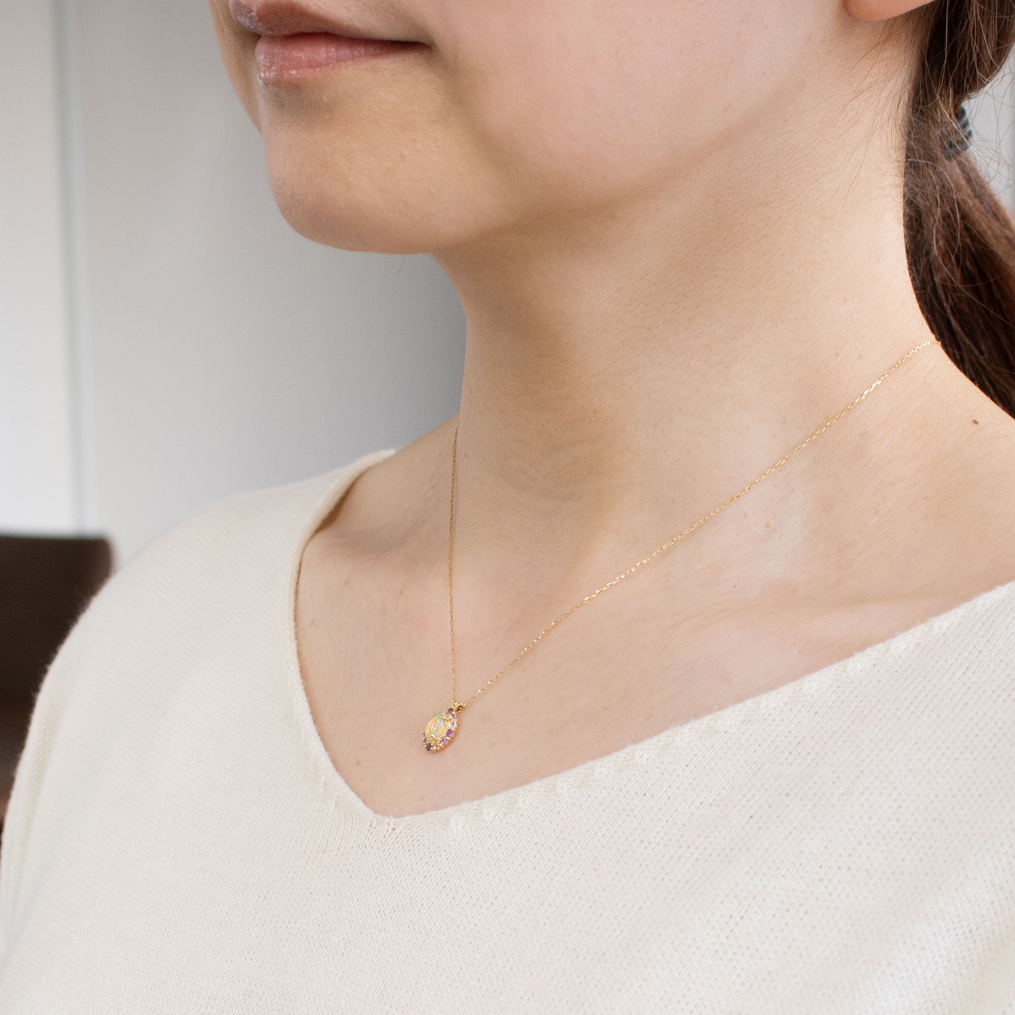 オパール/アメシスト K18ネックレス(10月誕生石)《26C30125》