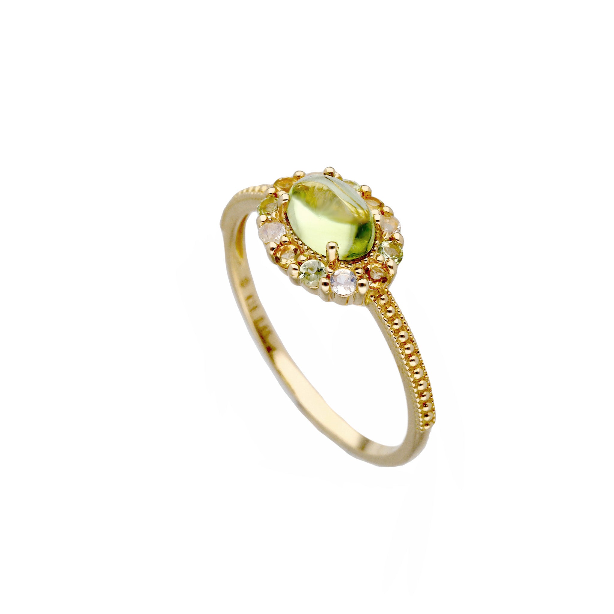 ペリドット/シトリン K18リング(8月誕生石)《26C30126》