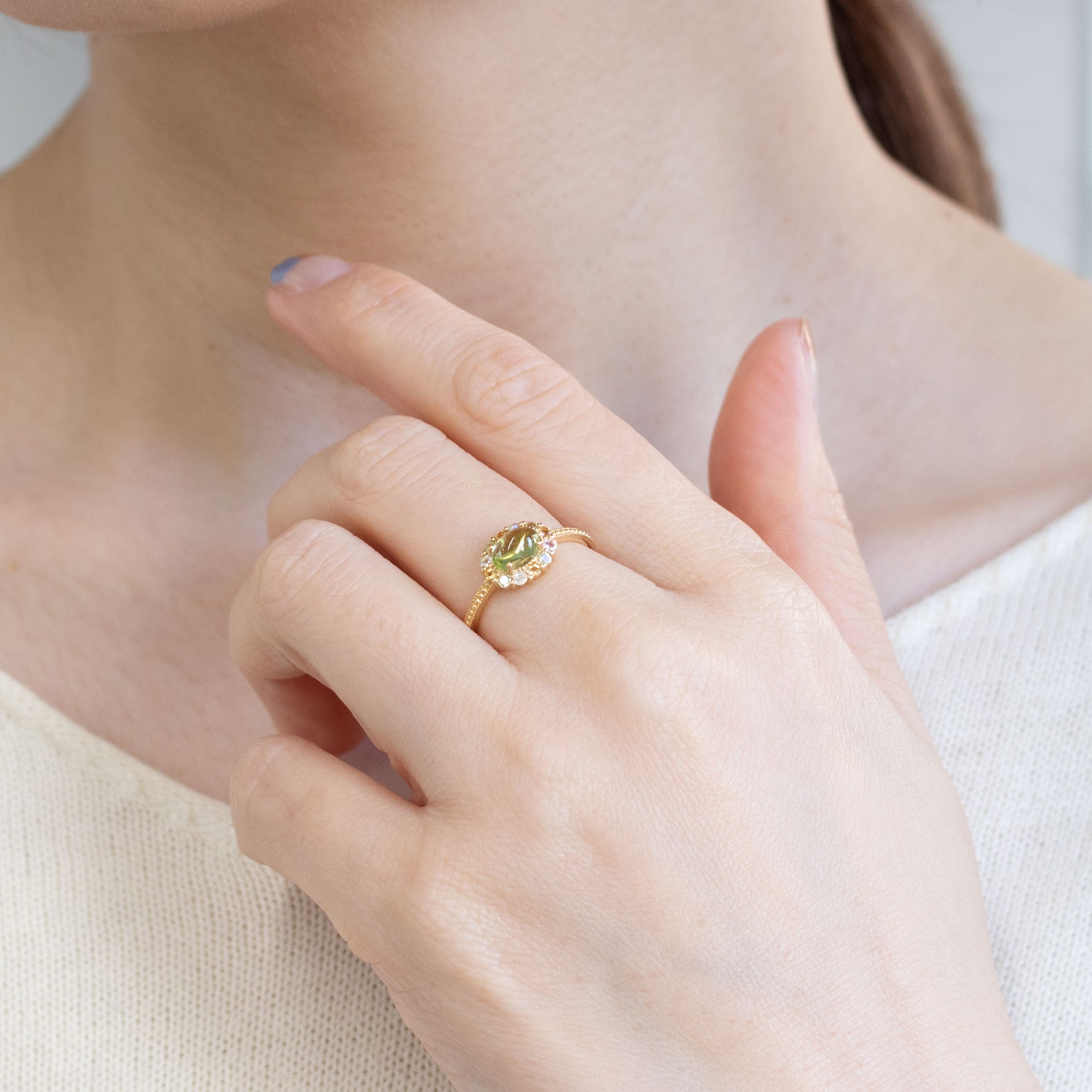 ペリドット/シトリン K18リング(8月誕生石)《26C30126》